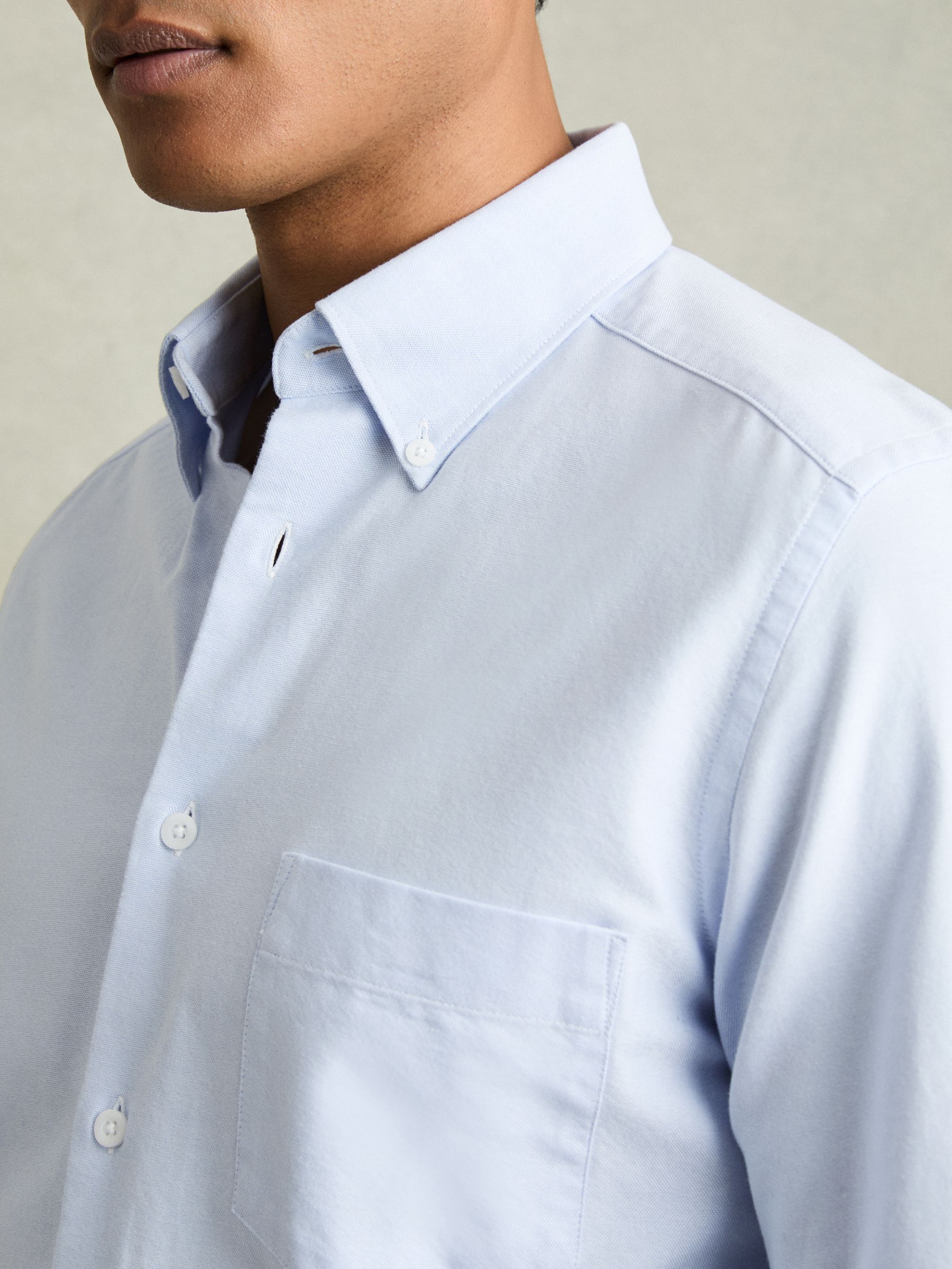 Slim-Fit Button-Down Collar Cotton Oxford Shirt in Soft Blue