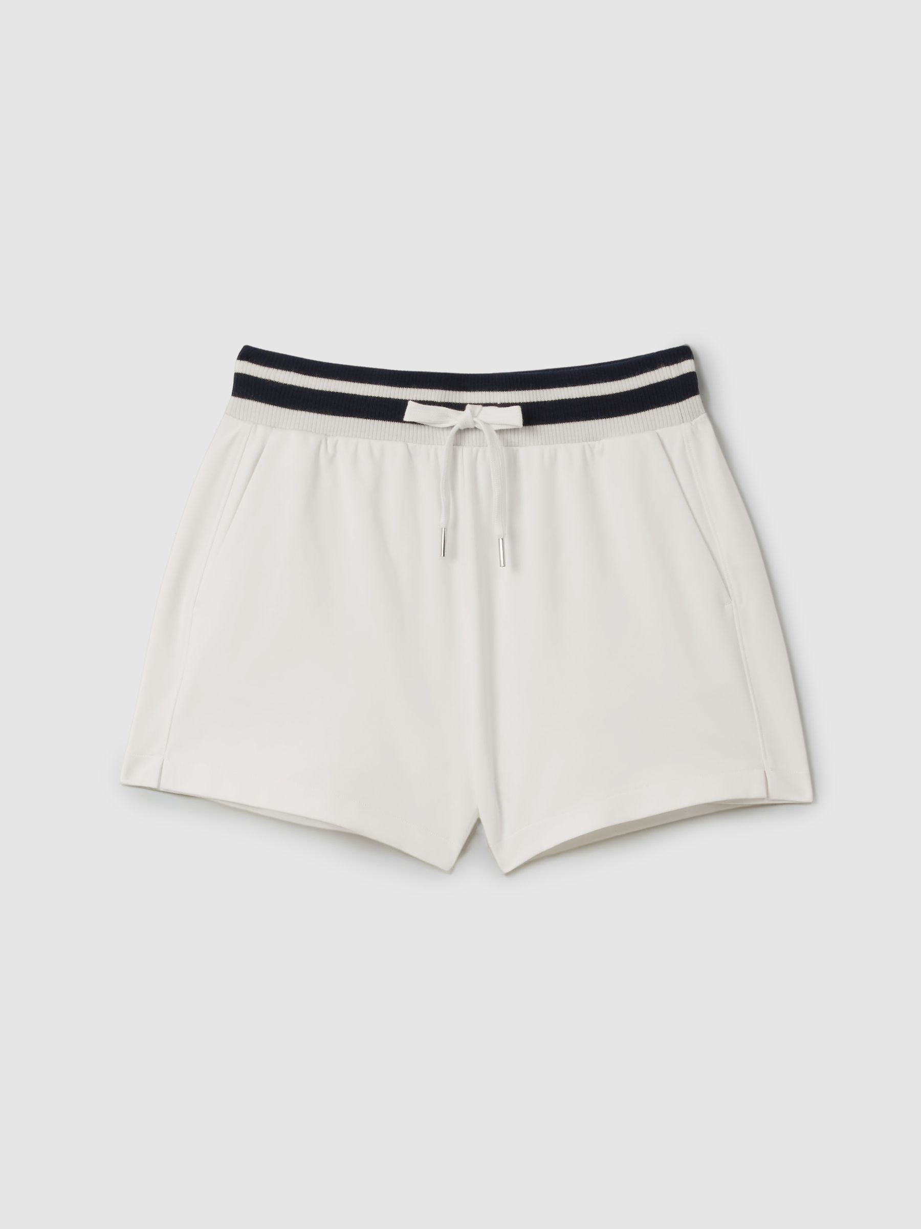 Striped Drawstring Waistband Shorts in Navy/Ivory