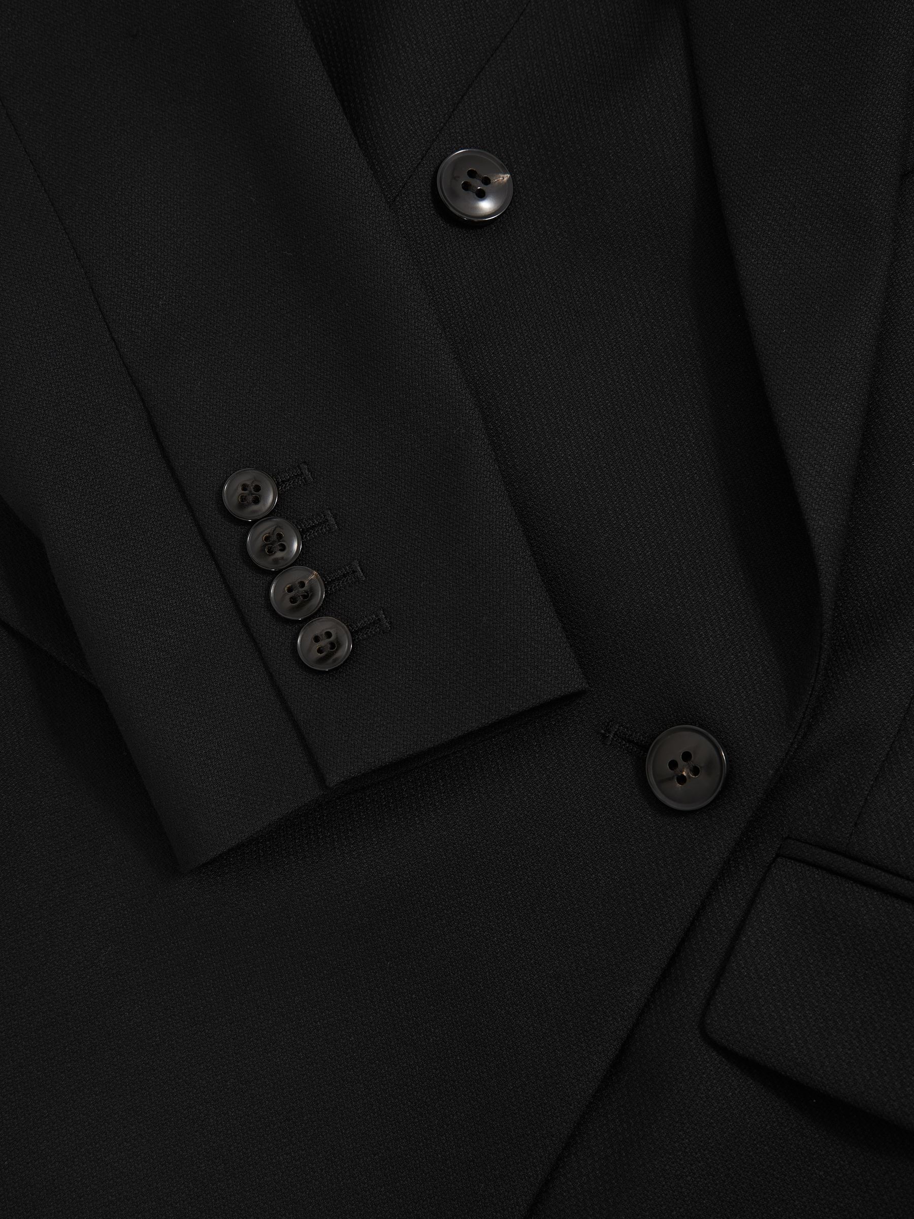 Wool Blend Double Breasted Suit Blazer in Black