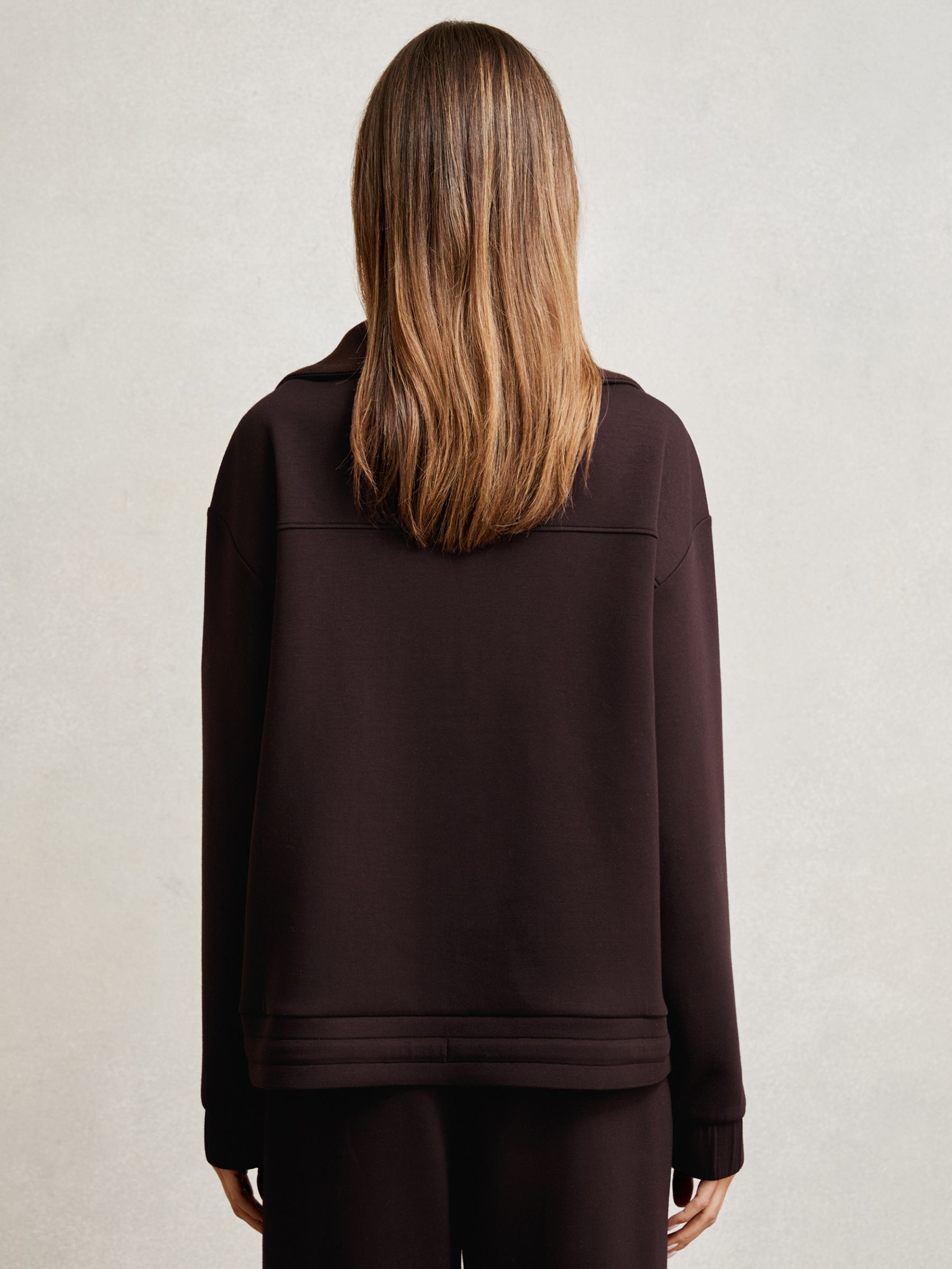 Interlock Half Zip Drawstring Hem Sweatshirt in Plum