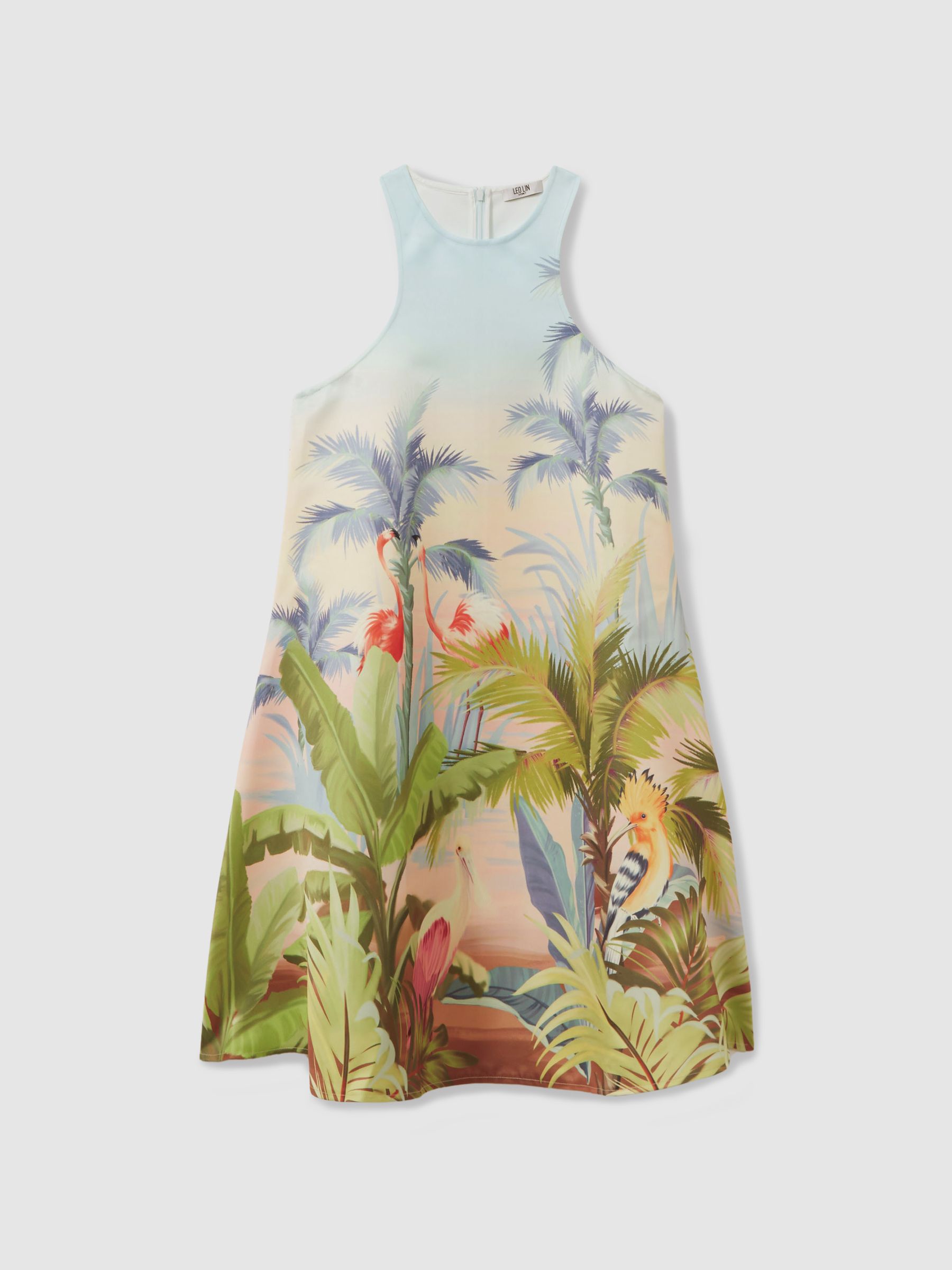 Leo Lin Printed A-Line Mini Dress in Blue Print