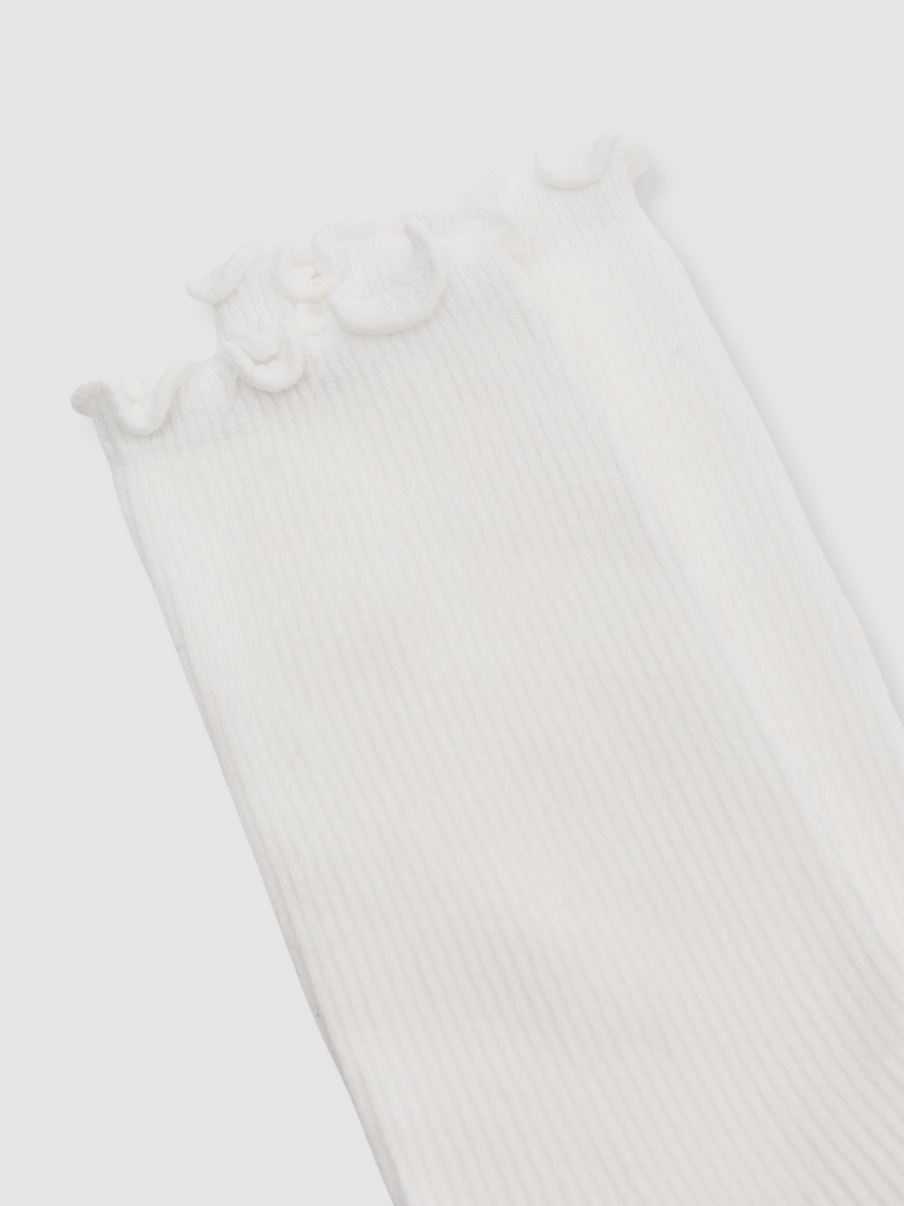 Ribbed Frilly Socks in Cream