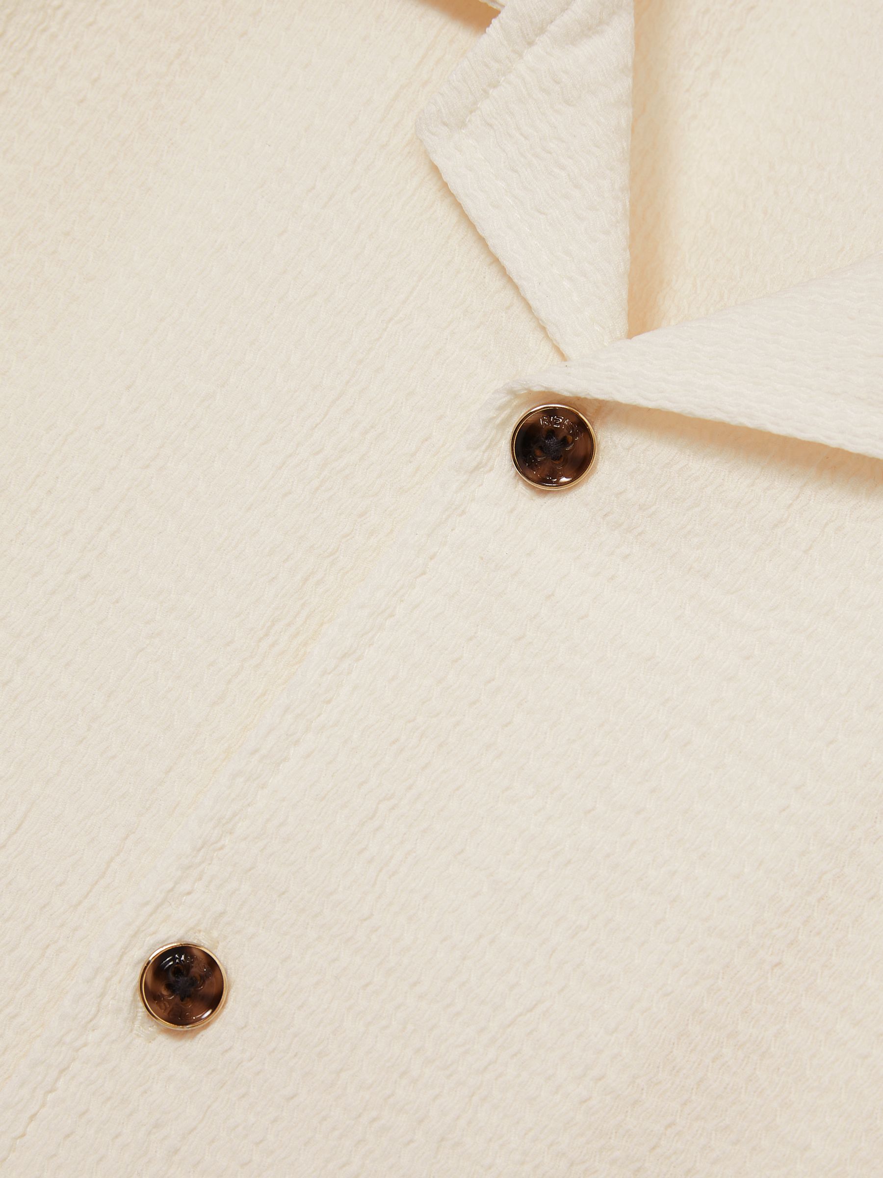 9-13 yrs Textured Cuban Collar Shirt in Off White