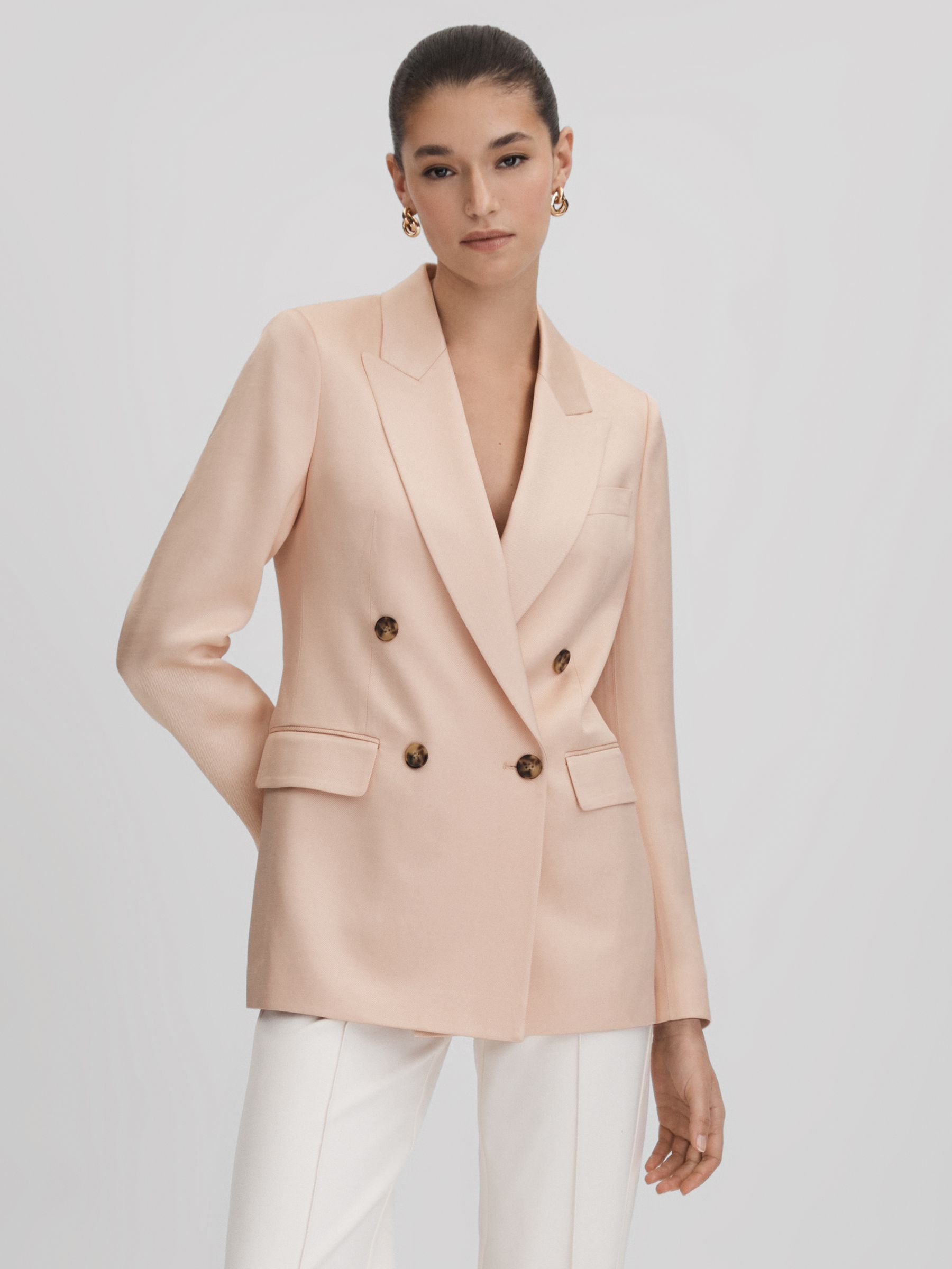 Double Breasted Satin Blazer in Pink