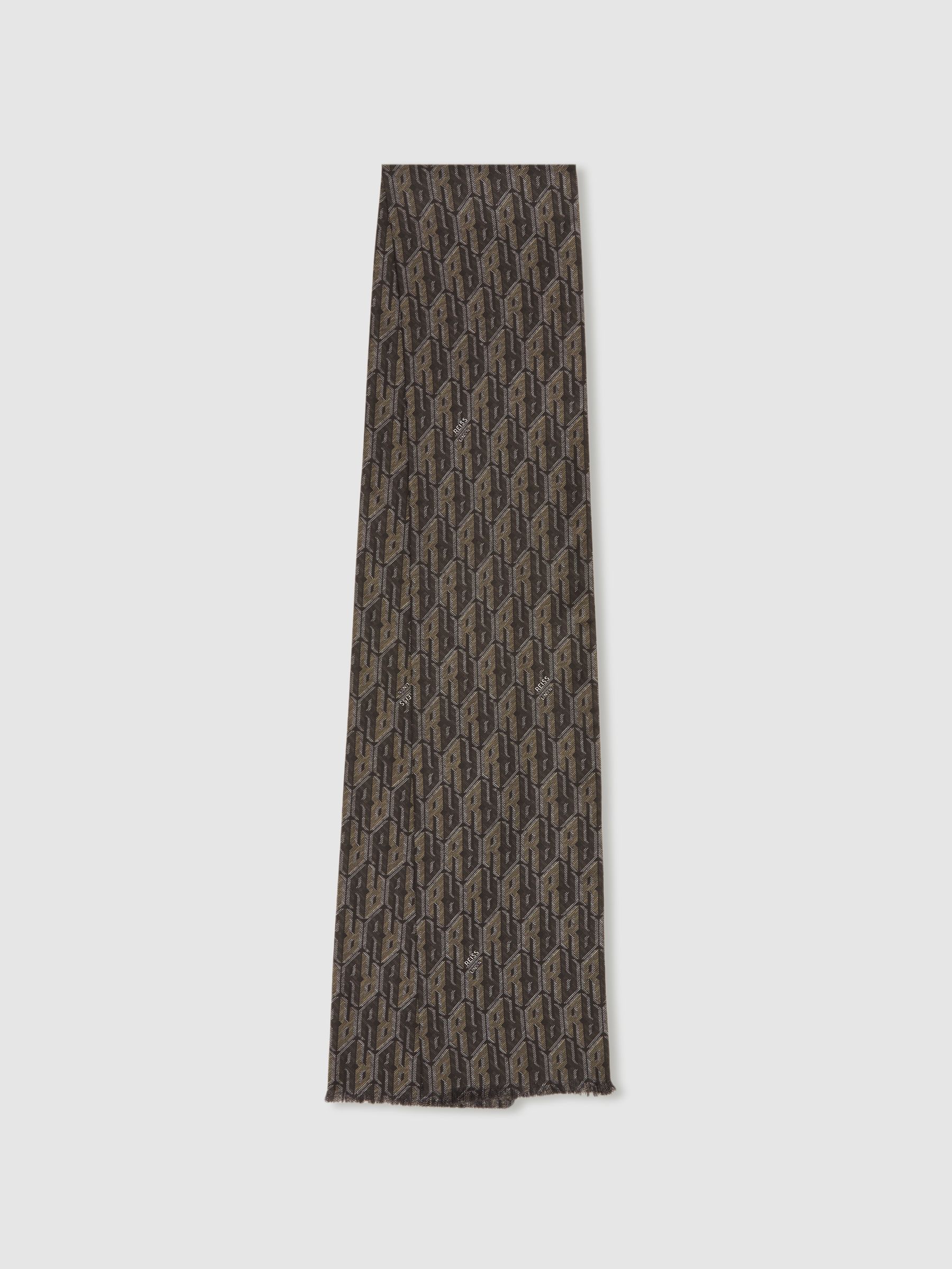 Silk-Twill Monogram-Jacquard Dress Scarf in Dark Multi