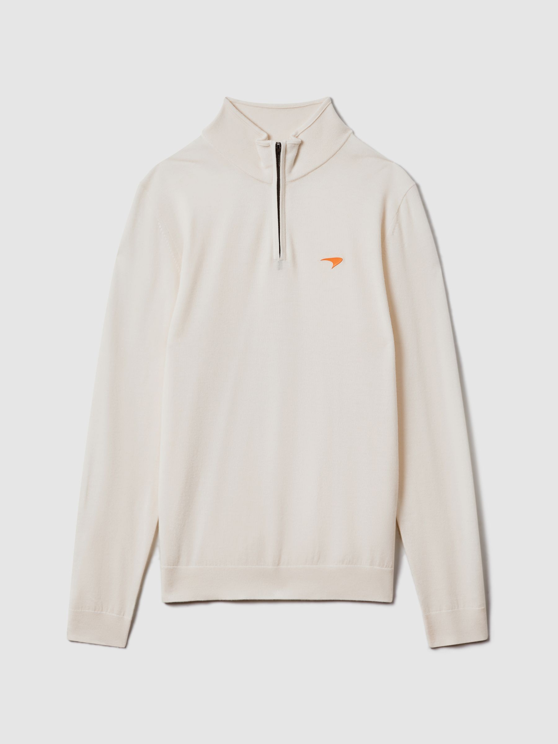 McLaren F1 Merino Half-Zip Funnel Neck Jumper in Bianco