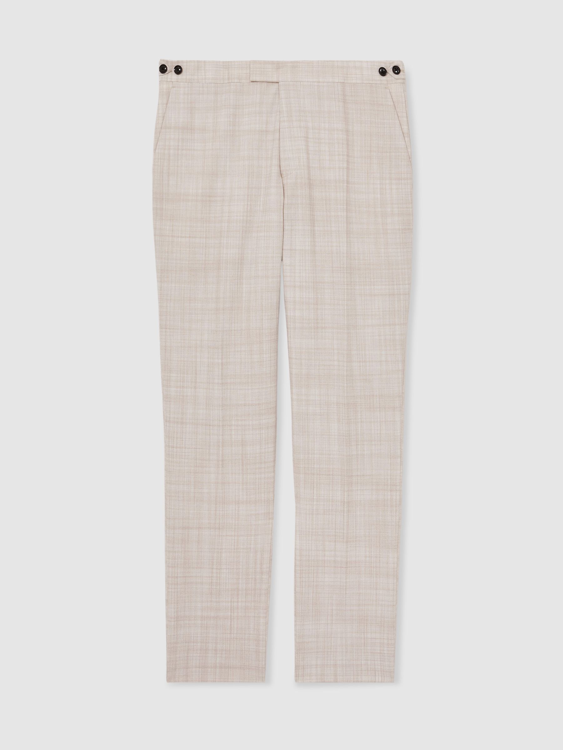 Check Regular-Fit Suit Trousers in Stone