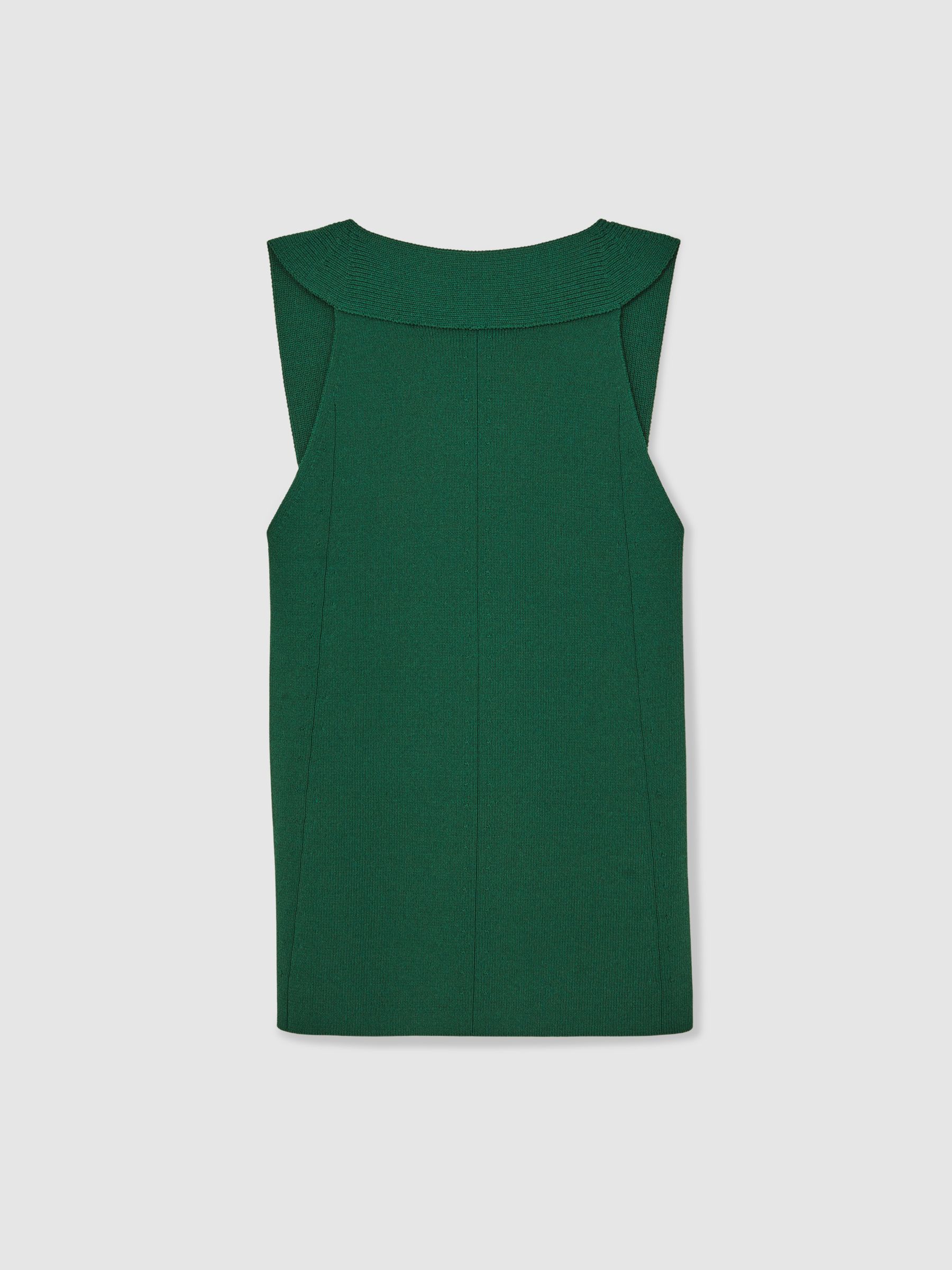 Low-Back Rib-Knit Vest in Green