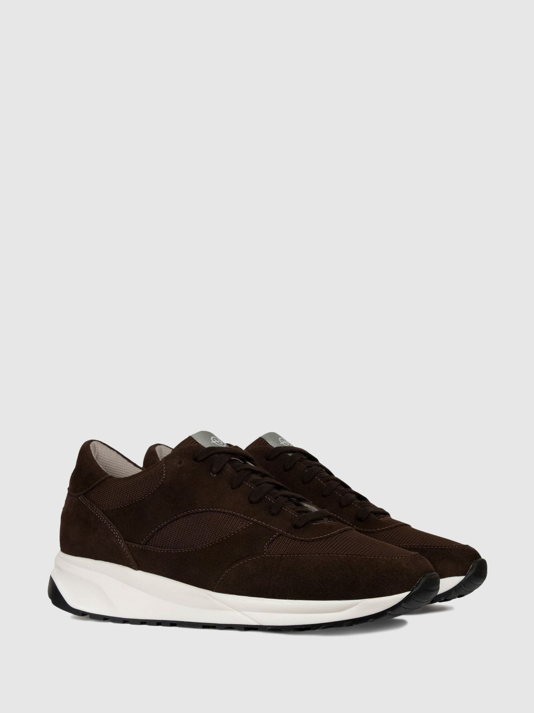 Unseen Footwear Suede and Mesh Rozel Trainers in Brown