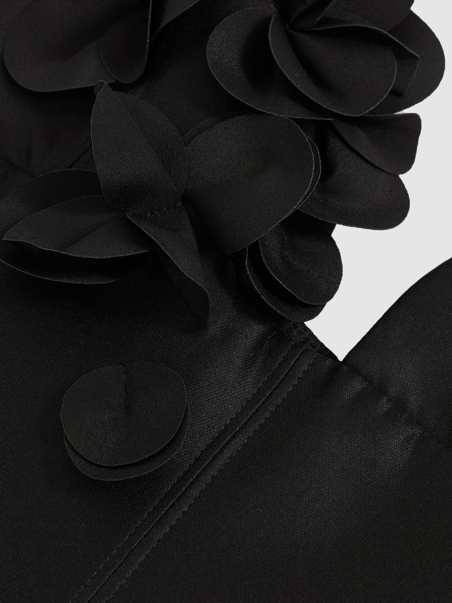 Acler Petal Detail Fitted Mini Black Dress in Black