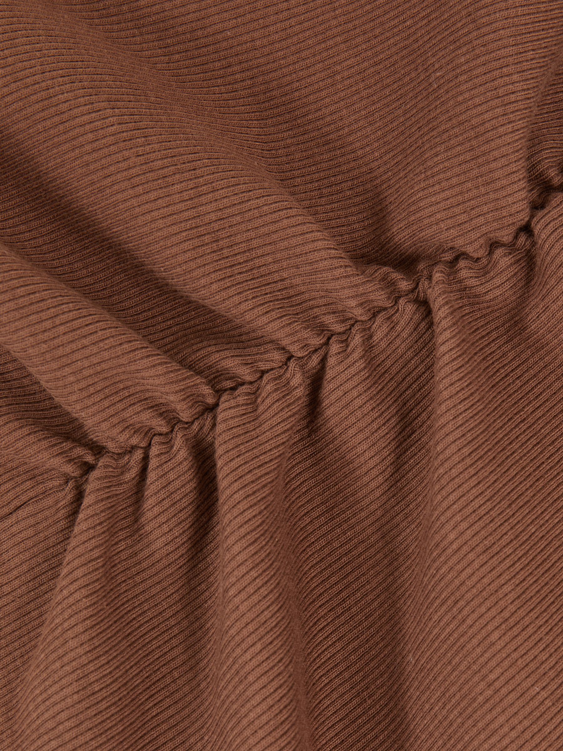 Ribbed Ruched Waist Vest in Toffee Brown