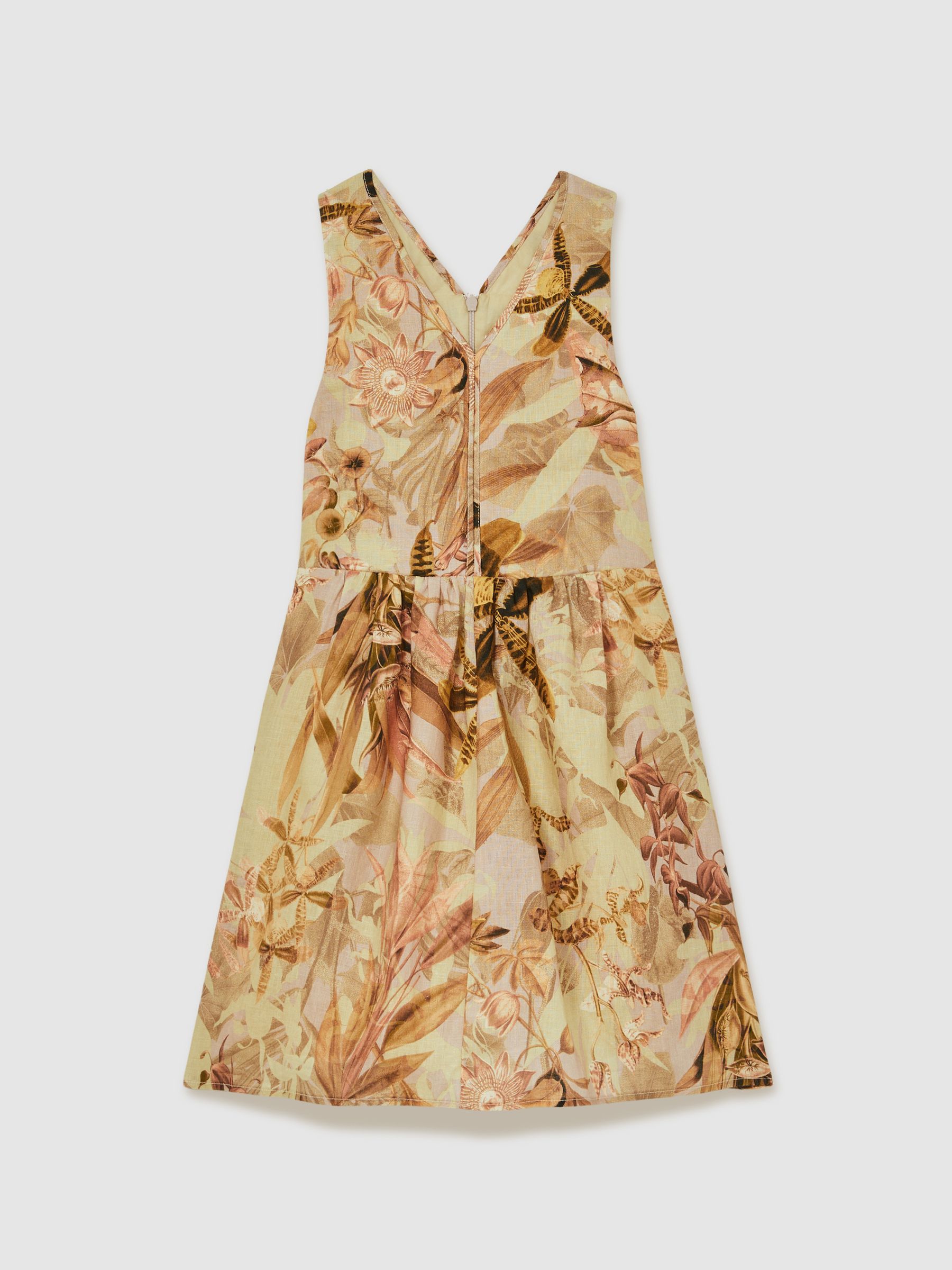 9-13 yrs Reiss | NYBG Floral-Print Midi Dress in Khaki