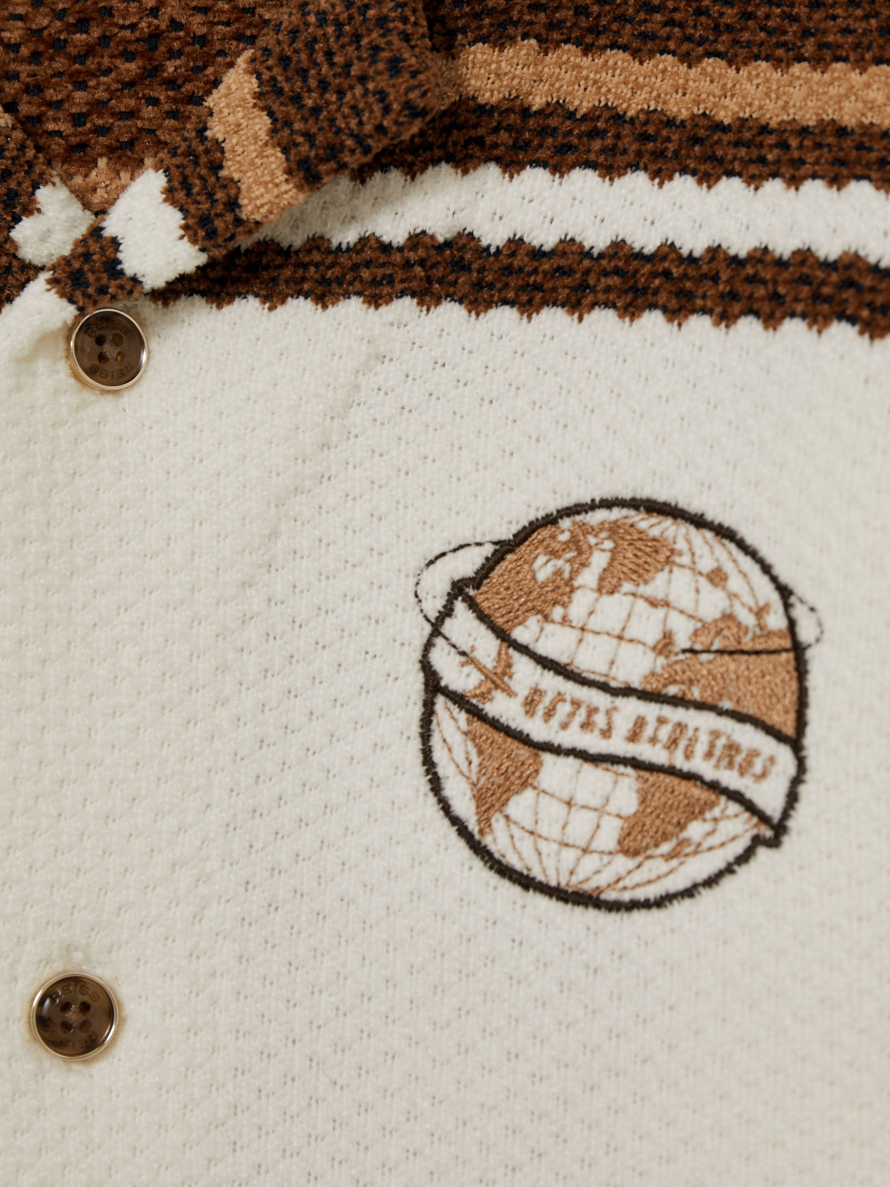 3-9 yrs Chenille Airlines Embroidery Shirt in Taupe Brown/White