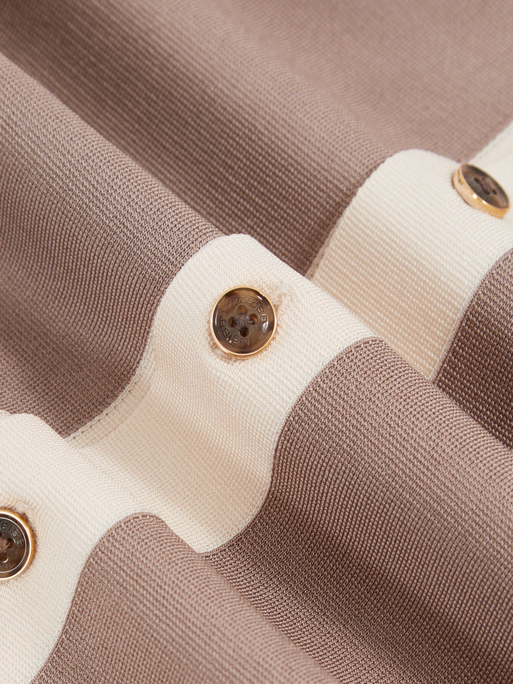 Colour-Block Cuban-Collar Knit Shirt in Taupe Brown/Light Stone