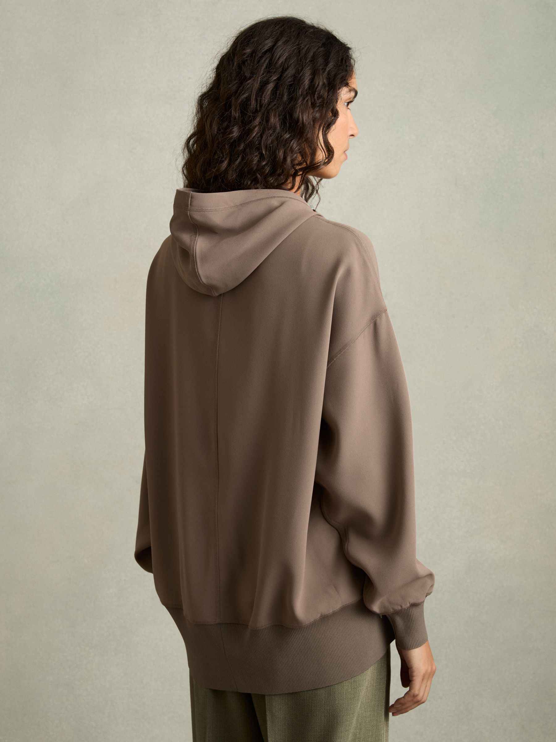 Woven Hooded Top in Mink