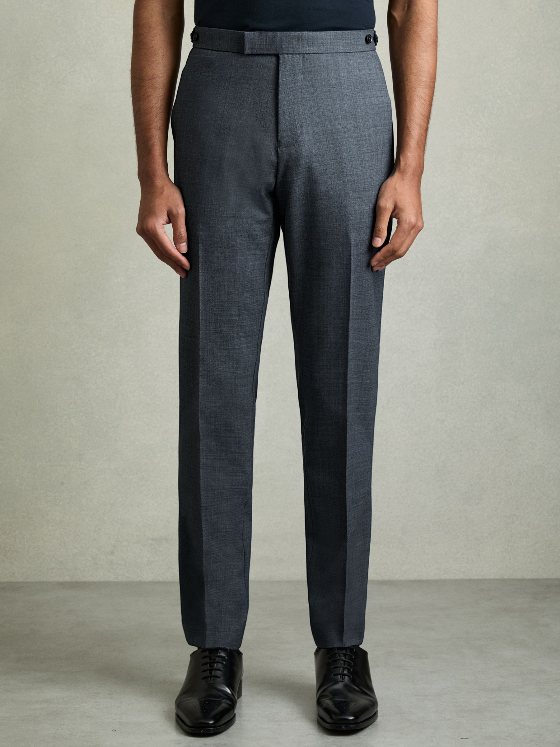 Slim-Fit Sharkskin Suit Trousers Wool-Blend in Airforce Blue