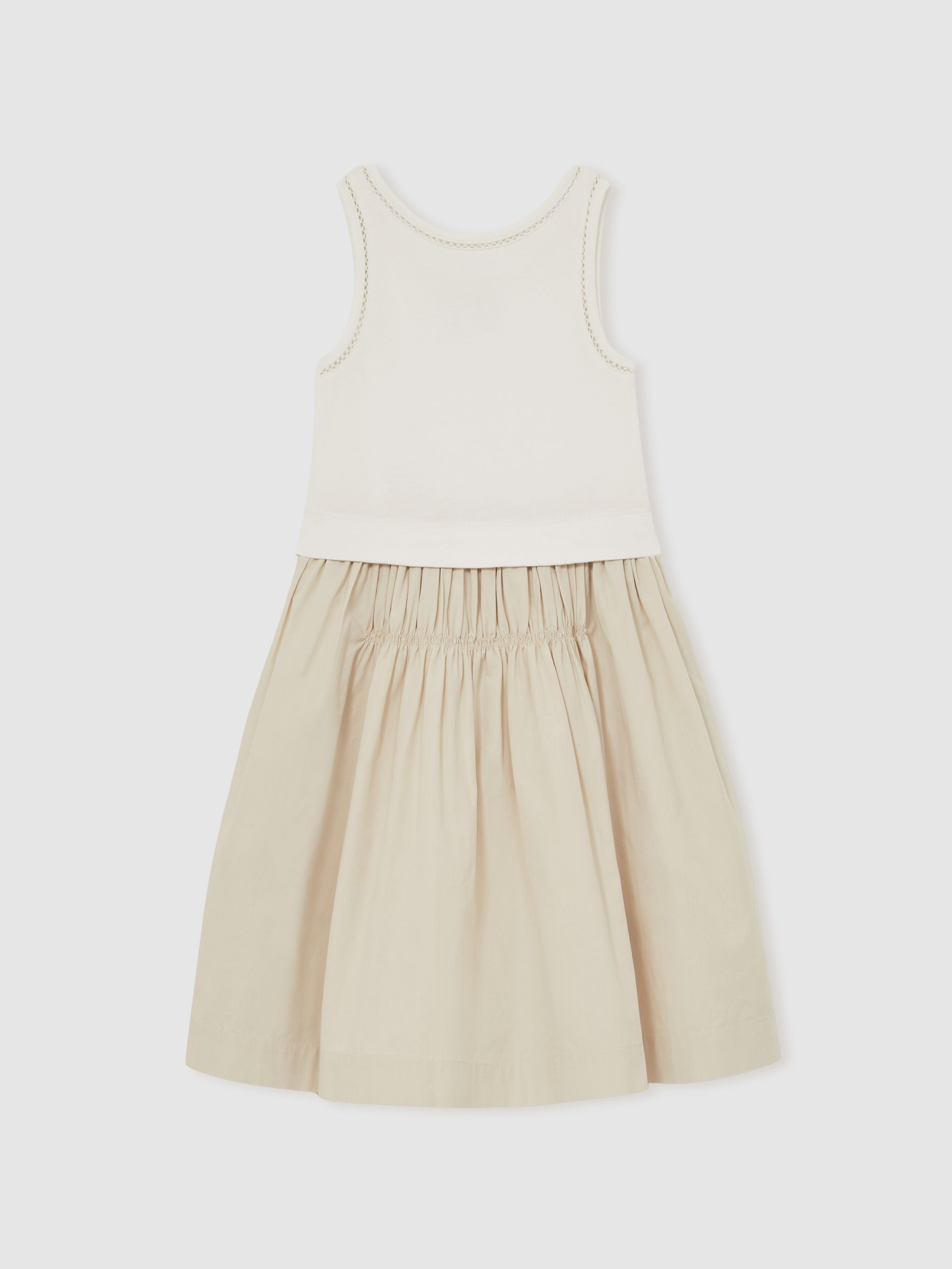 13-14 yrs Cotton Layered Sleeveless Midi Dress in Neutral