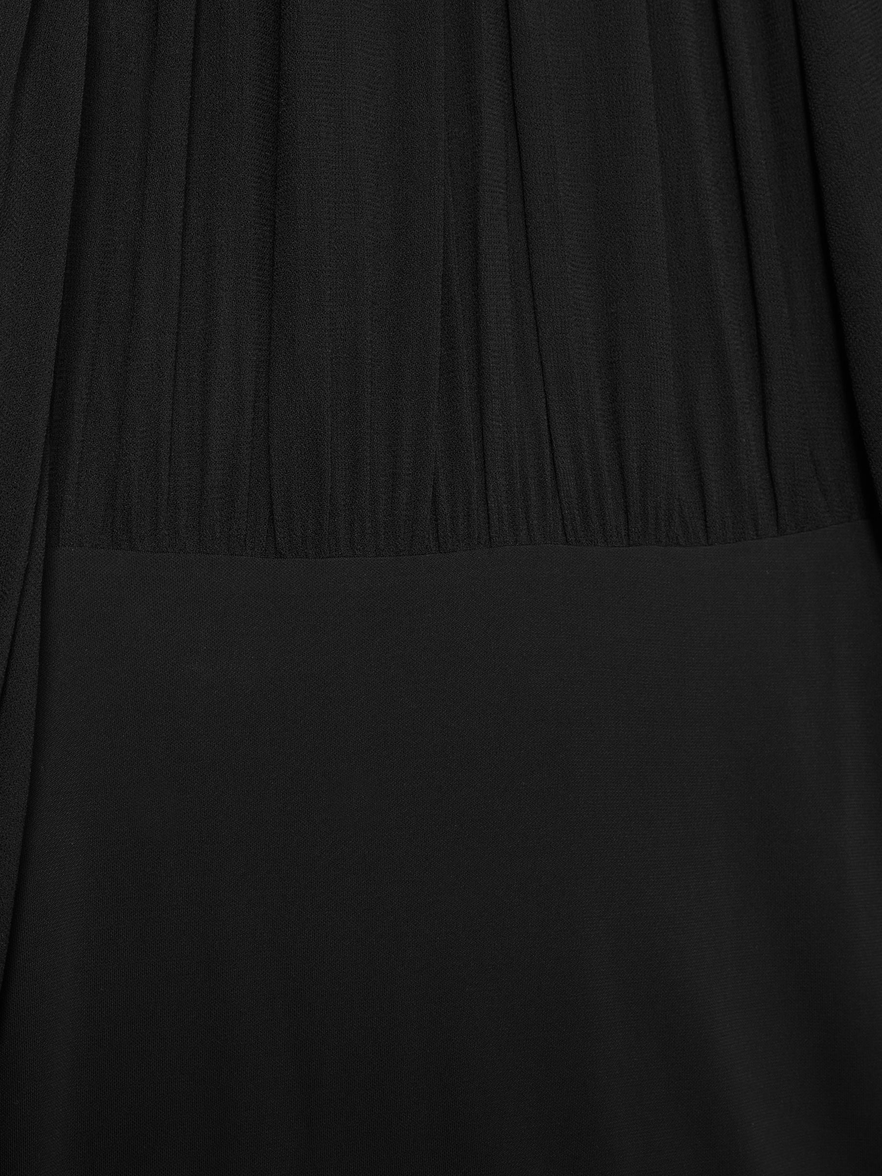 Sheer Jersey Gathered Maxi Dress in Black