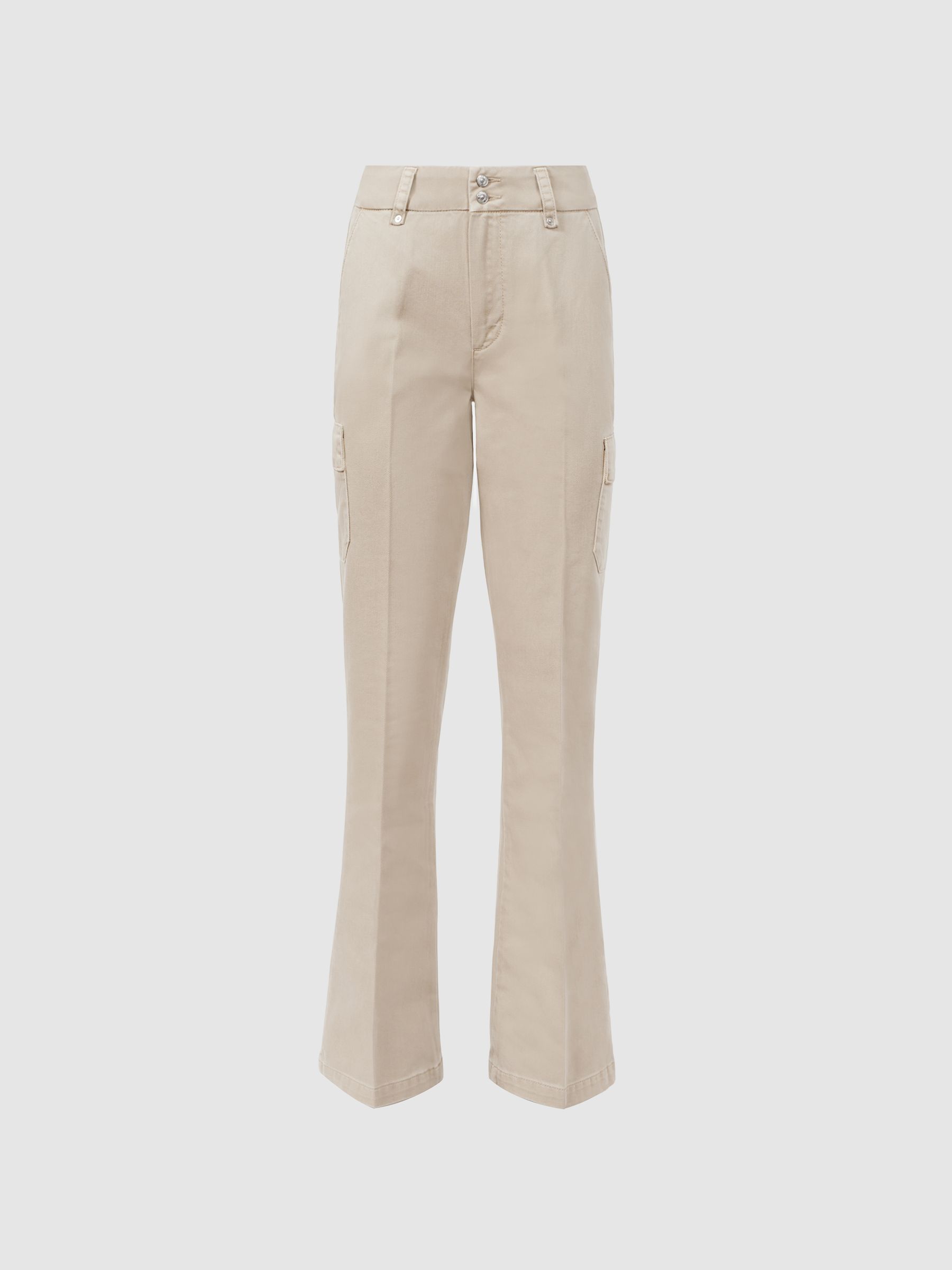 Paige Flared Cargo Trousers in Vintage Warm Sand