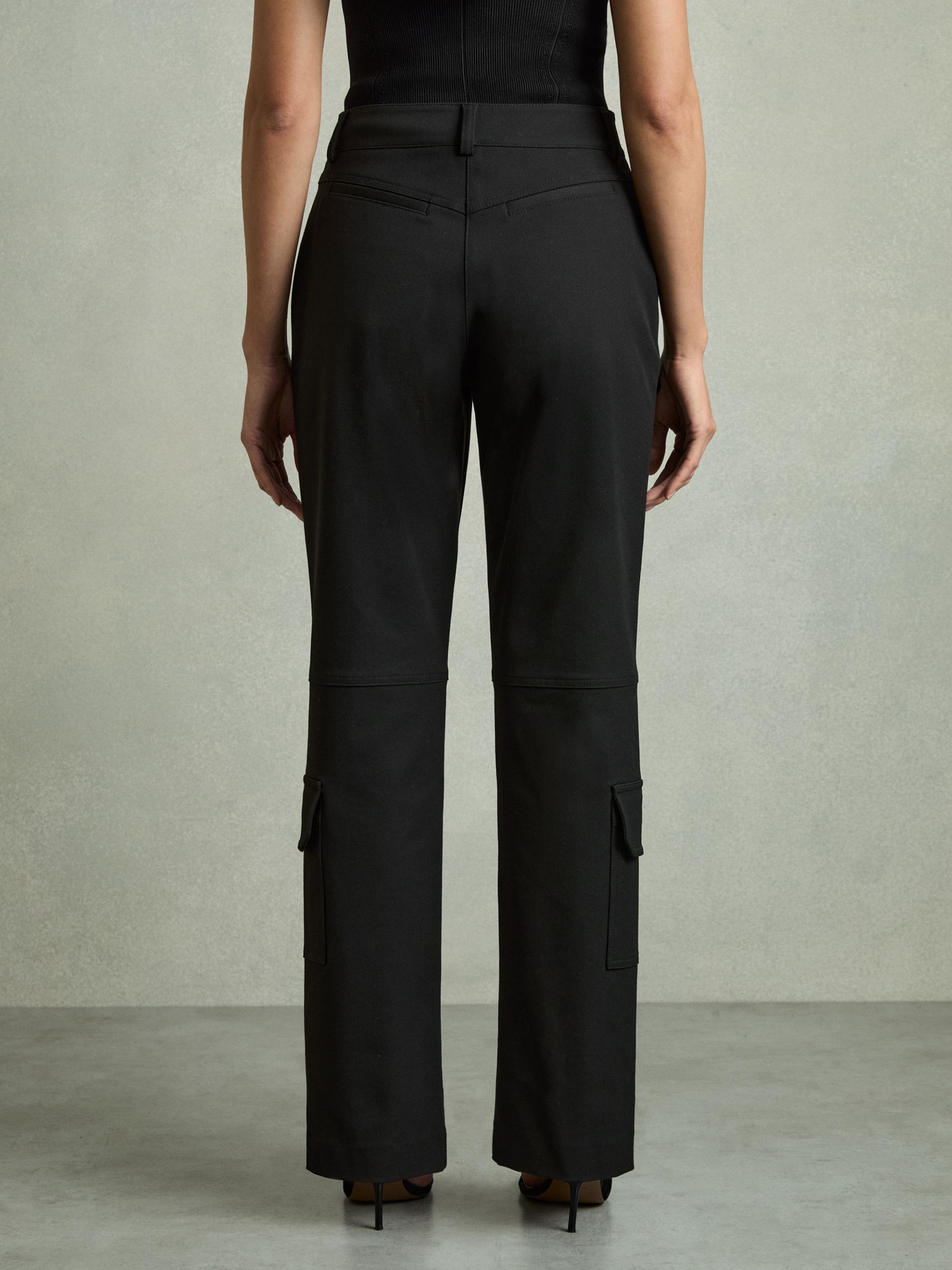 Petite Wide-Leg Combat Trousers in Black