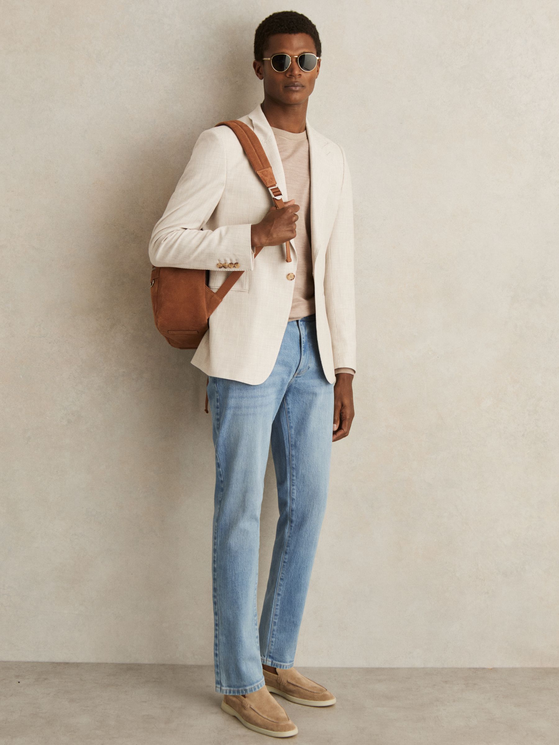 Cotton-Stretch Slim-Fit Jeans in Light Blue Wash