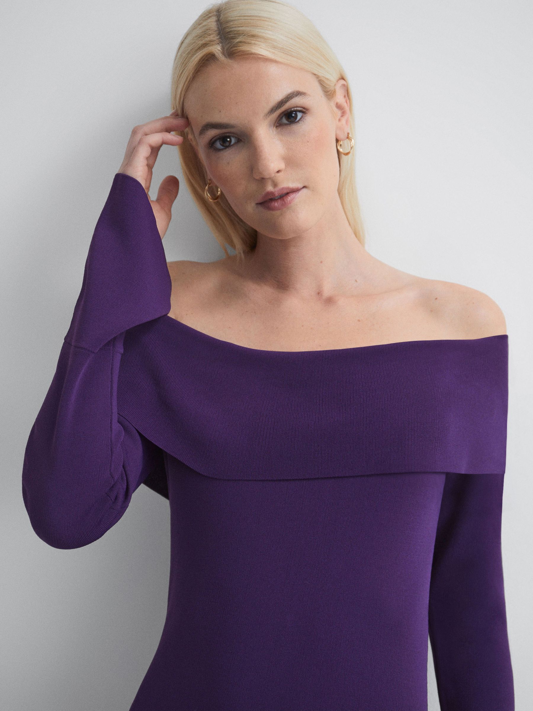 Florere Knitted Strapless Maxi Dress in Dark Purple