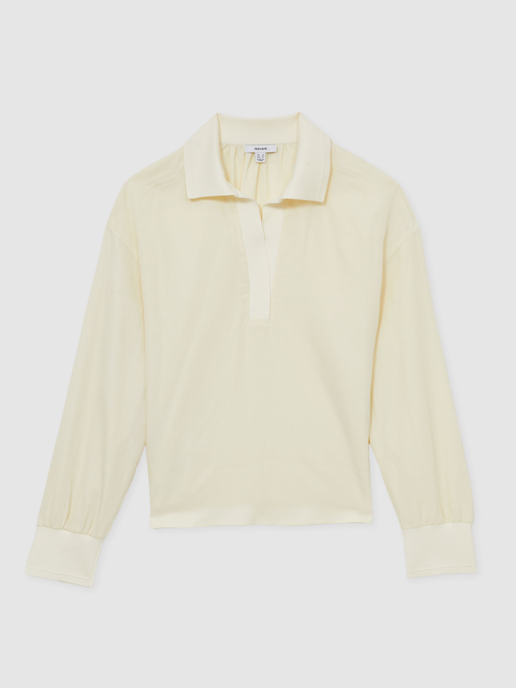 Overhead Open-Collar Shirt With Linen in Pale Yellow