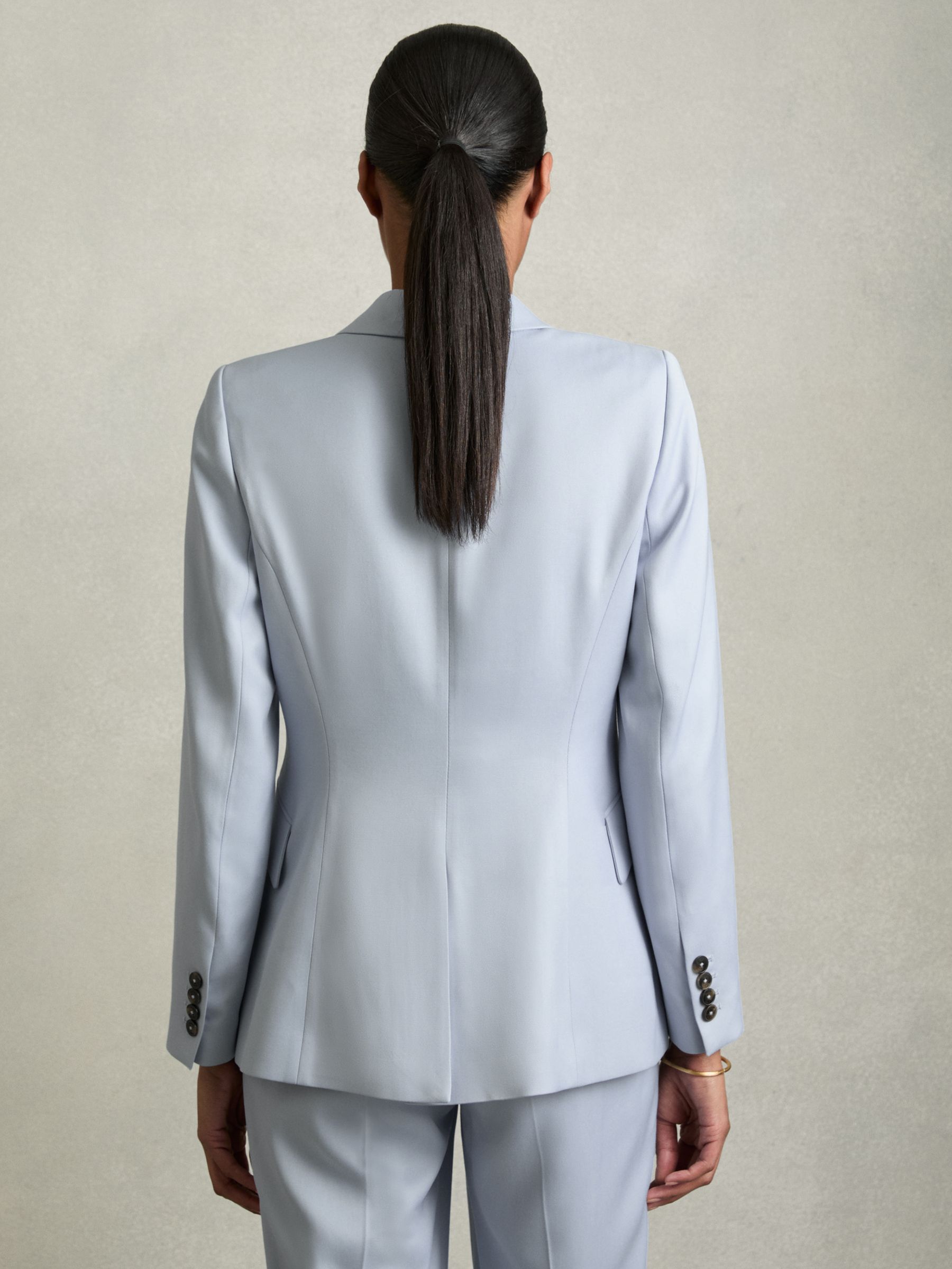 Single-Breasted Peak-Lapel Tailored Blazer in Blue