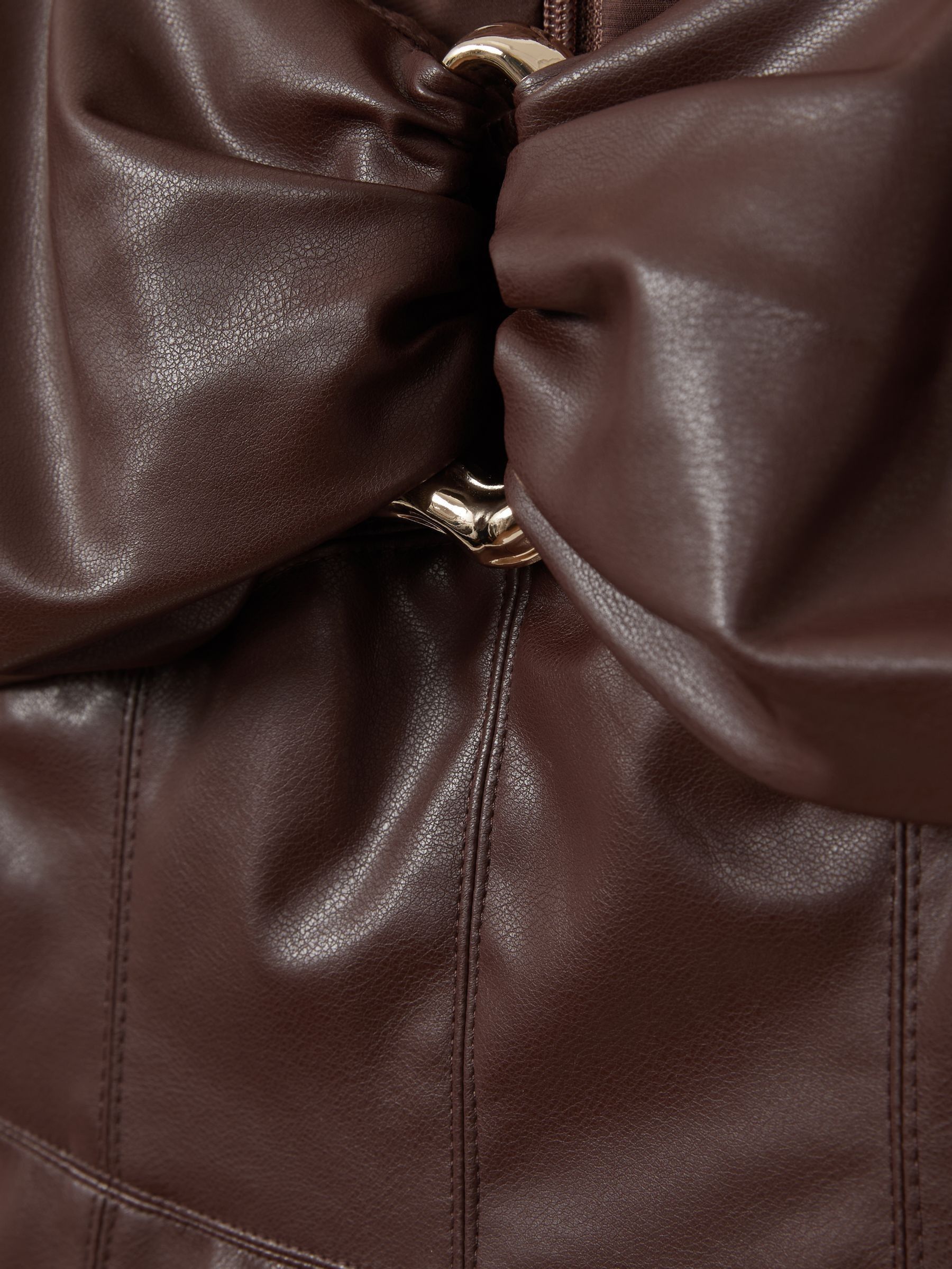 Amur Faux Leather Mini Dress in Chocolate Brown