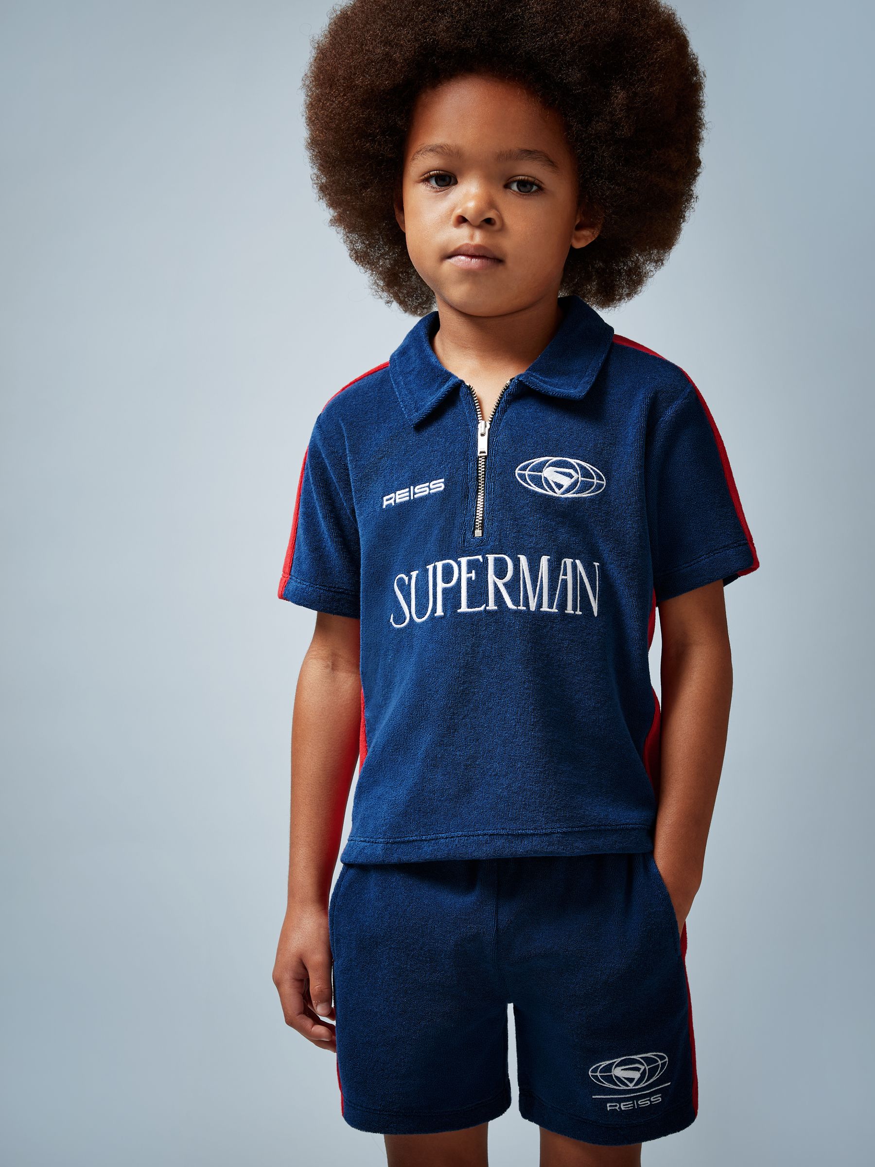 3-9 yrs Superman | Reiss Towelling Polo Shirt in Blue/Red