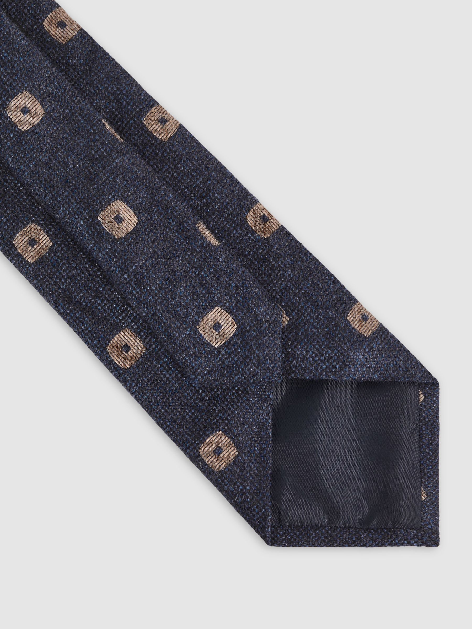 Silk-Wool Square-Medallion Tie in Navy