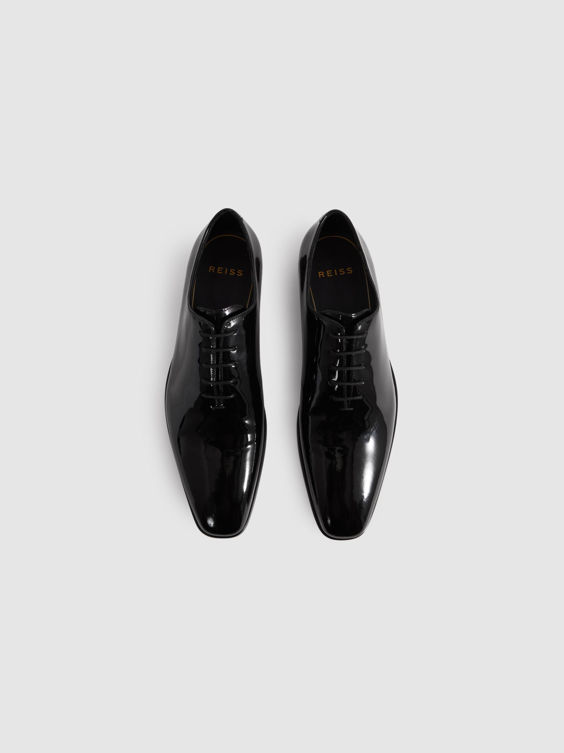Patent Leather Lace-Up Shoes in Black