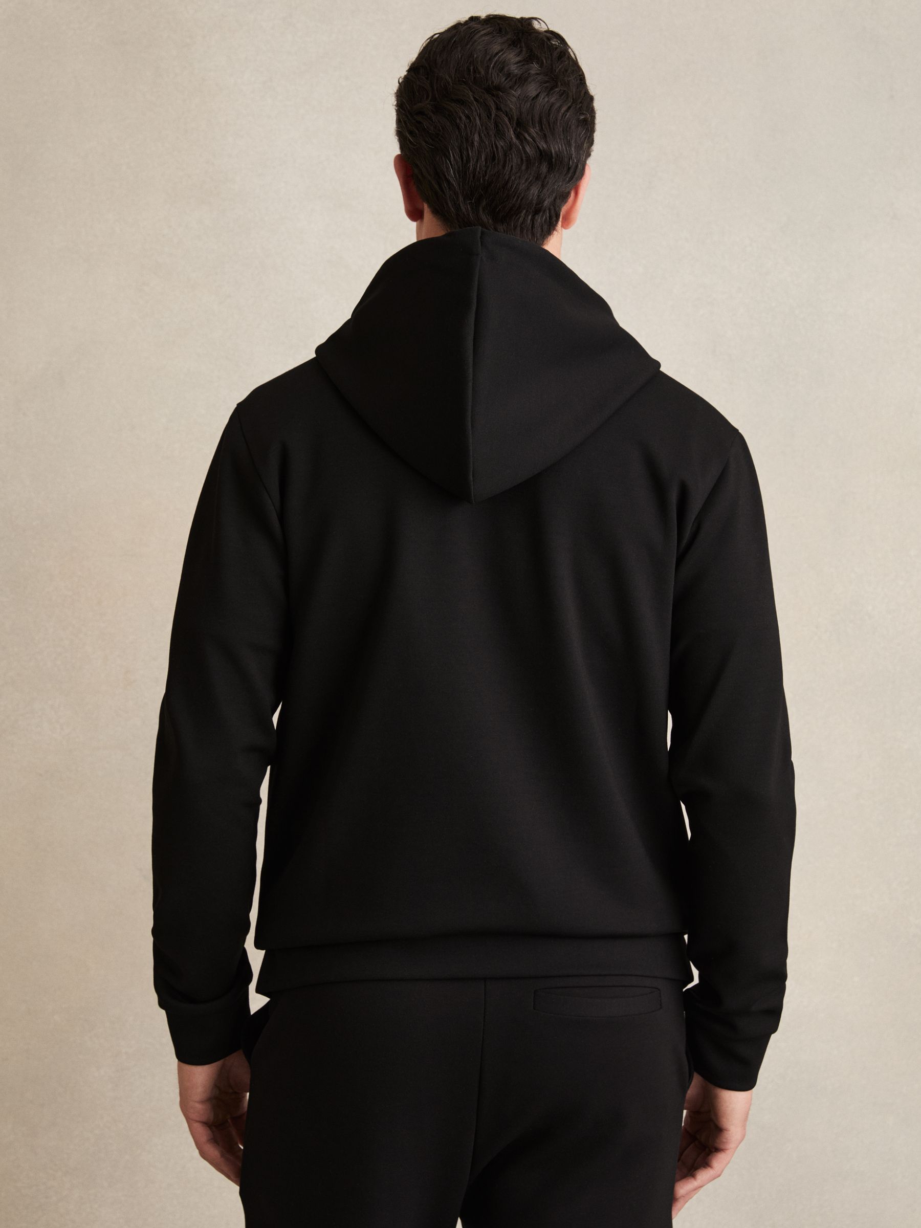 Interlock Zip-Through Hoodie in Black