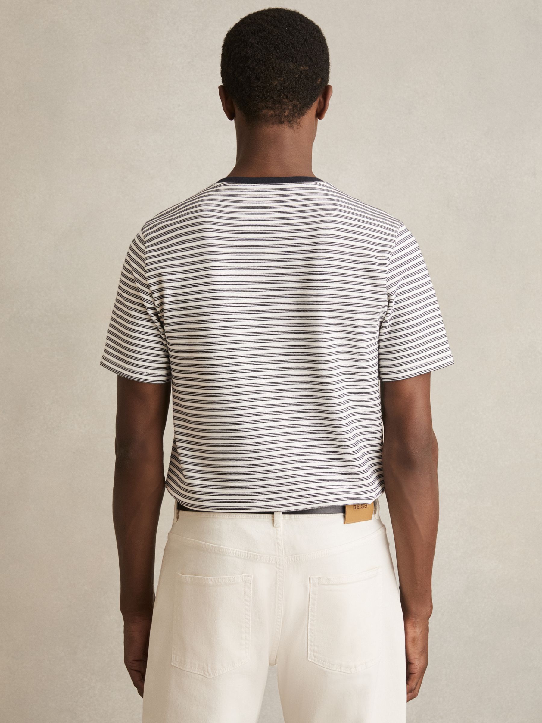 Heavyweight Striped T-Shirt in White/Navy