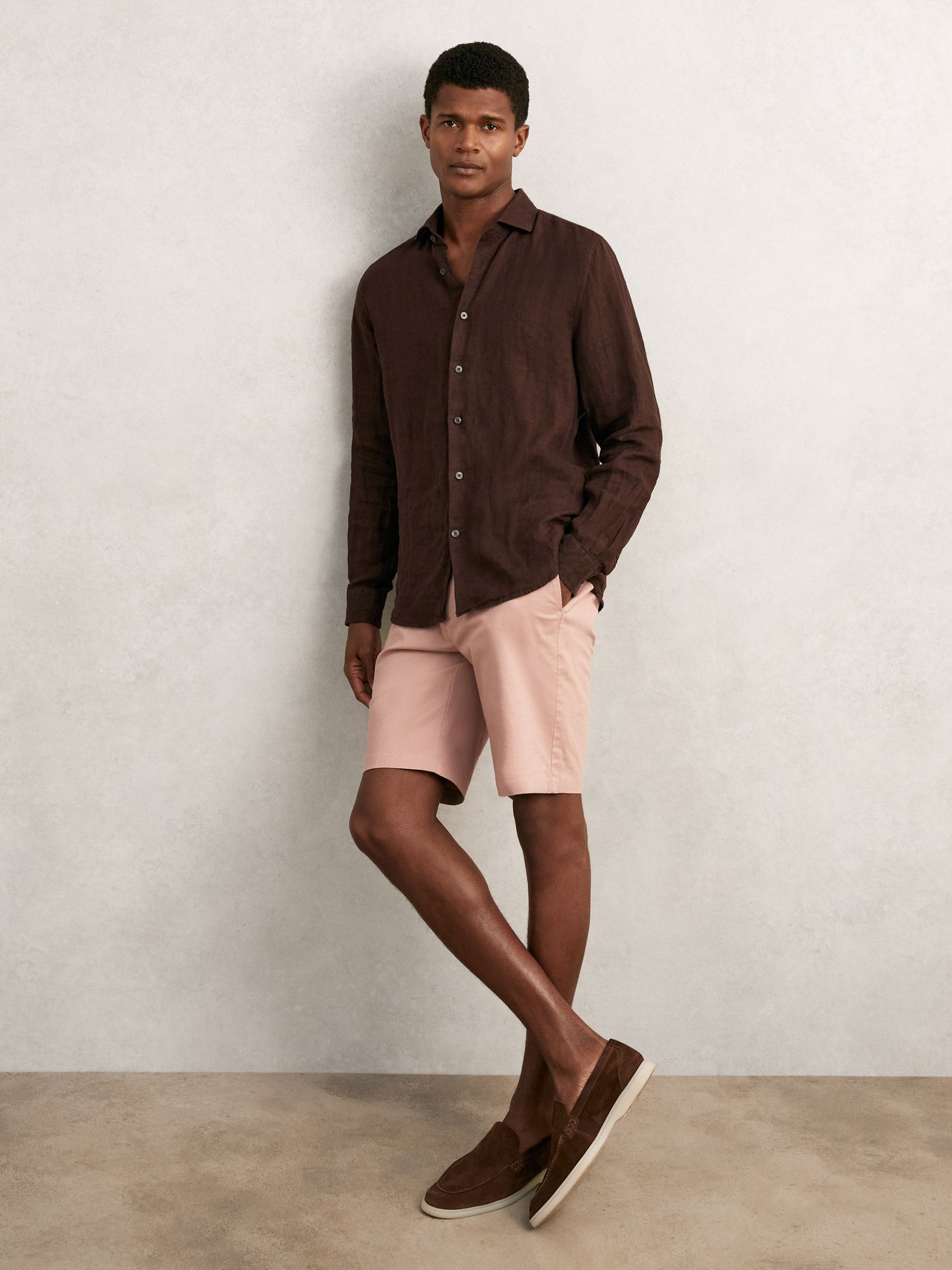 Cotton Chino Shorts with Stretch in Rose Pink