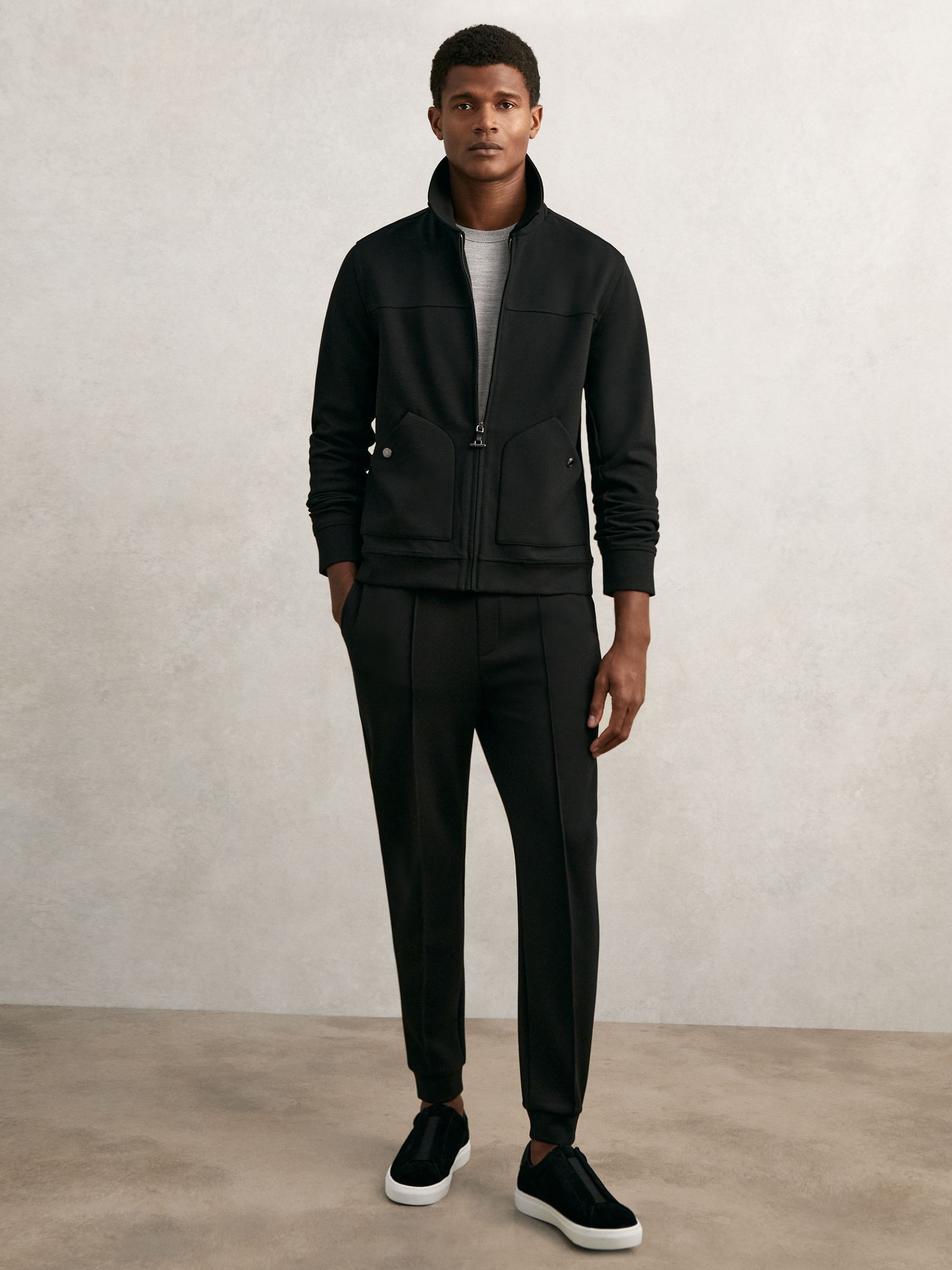 Interlock Zip Through Overshirt in Black