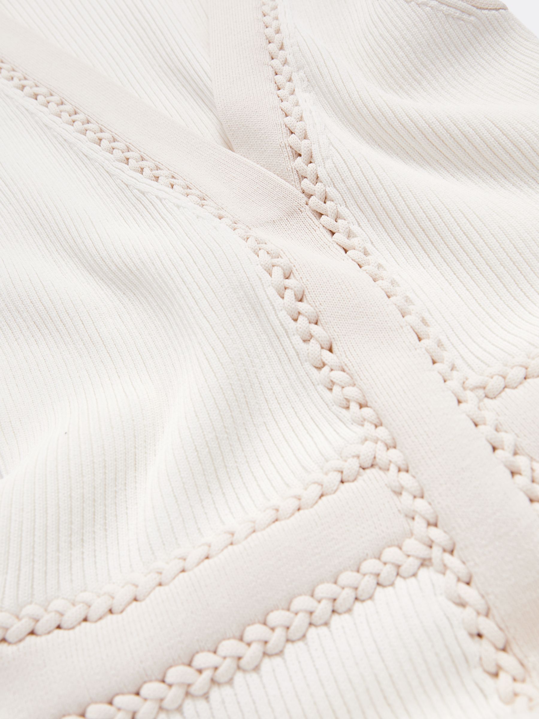 Craft-Stitch Knitted Midi Dress in Ivory