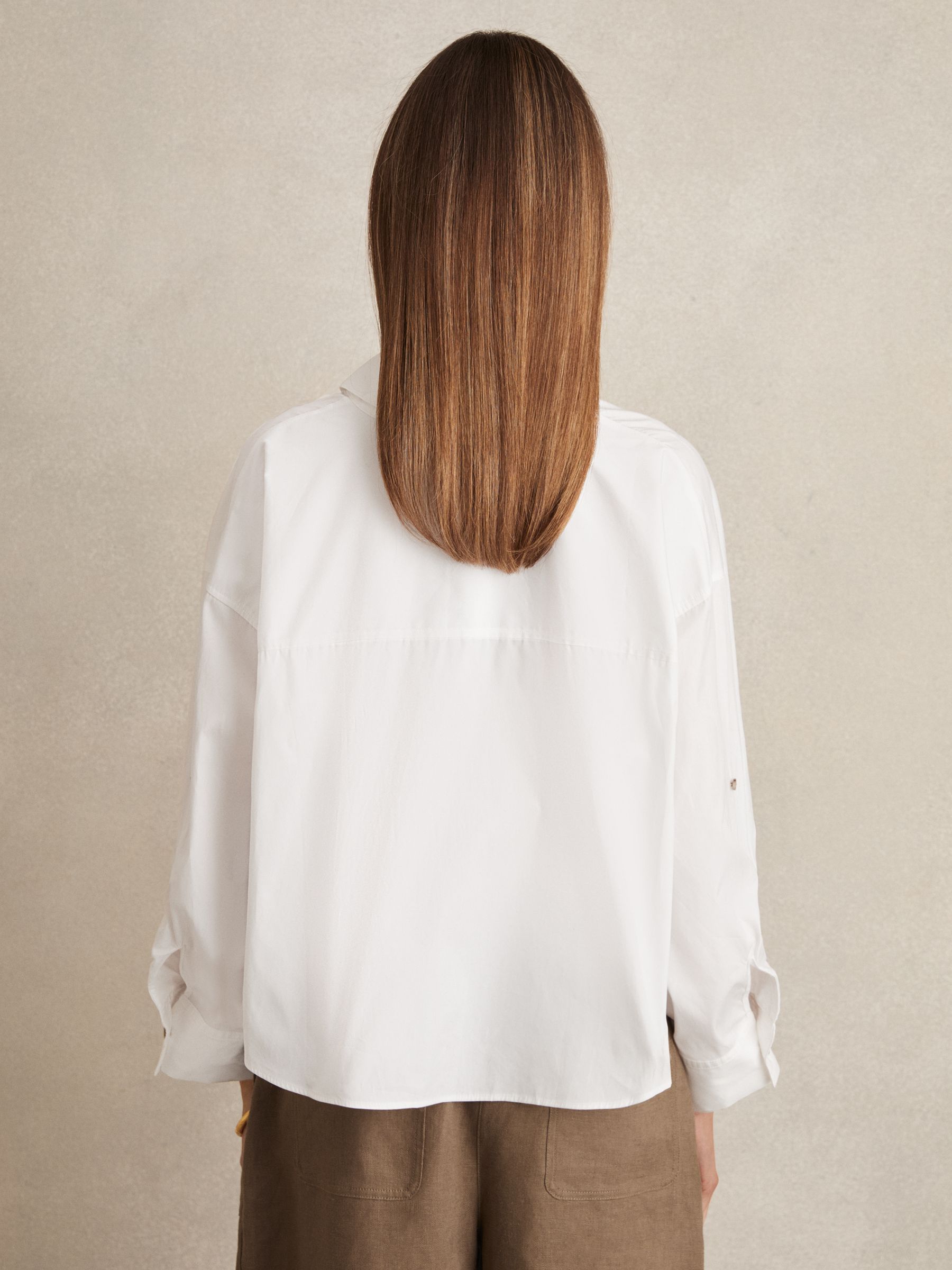 Oversize Cotton Cropped Shirt in White