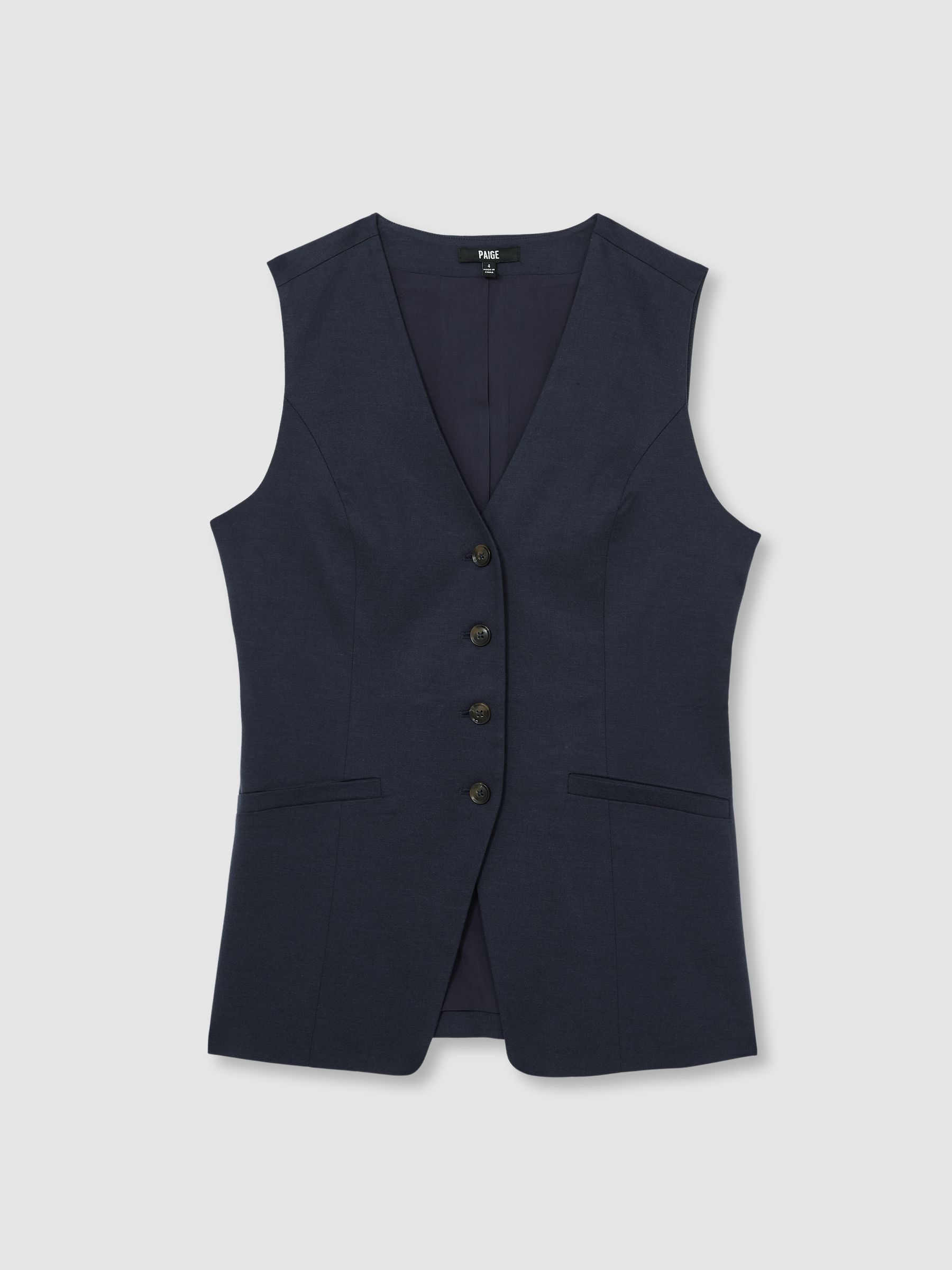Paige Button-Through Vest in Dark Ink Blue