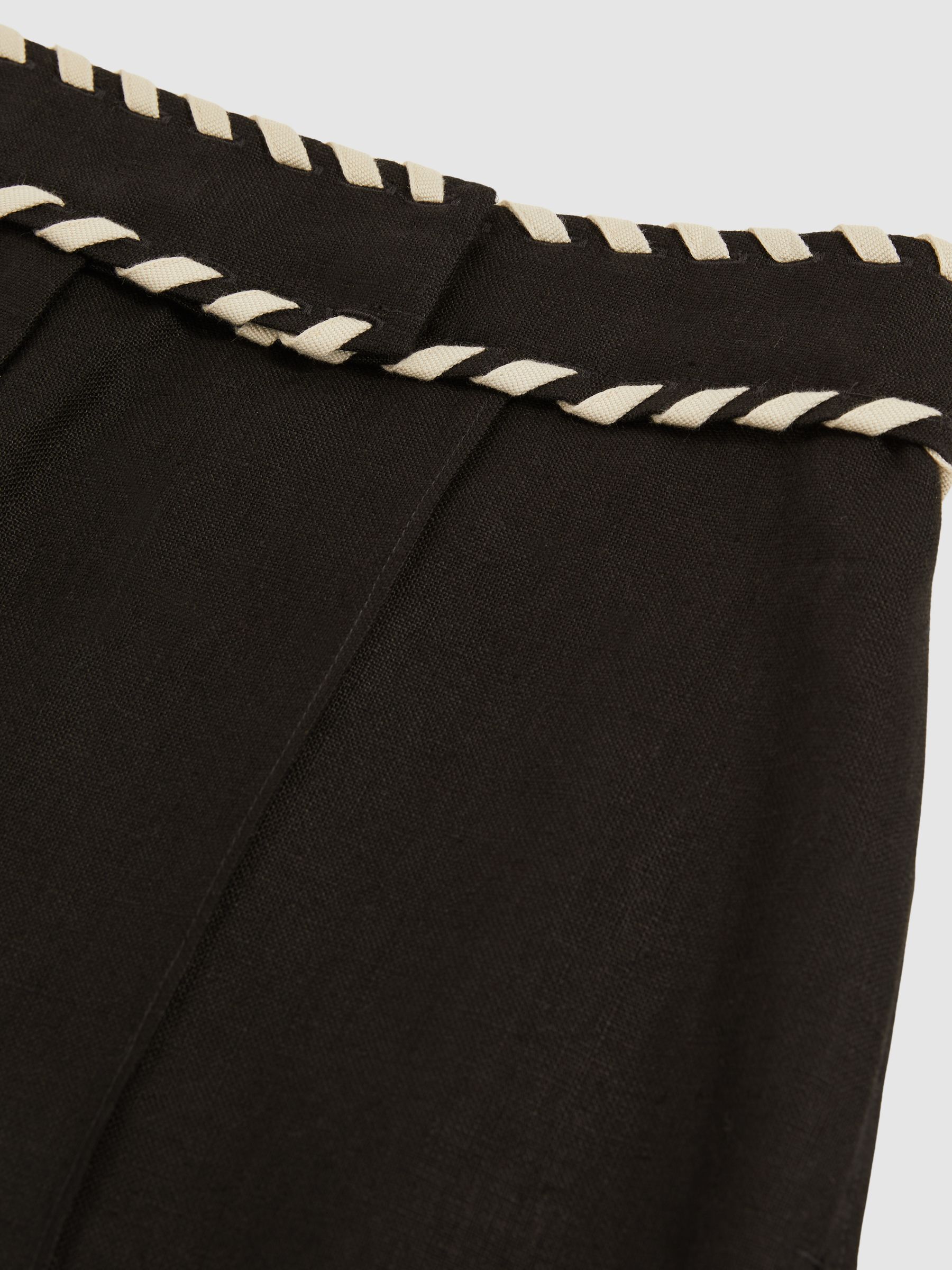 Linen Whipstitch Shorts in Black