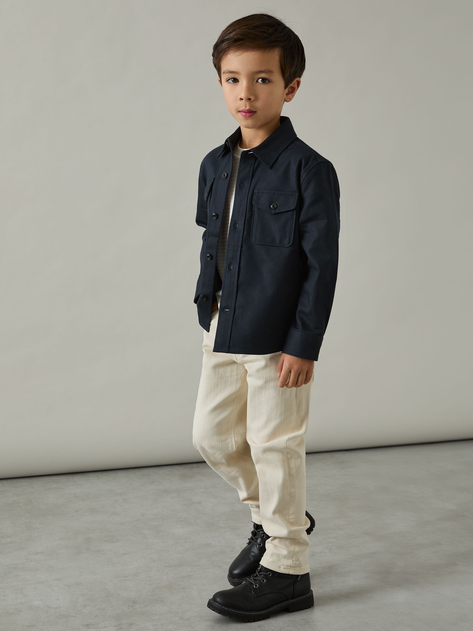9-13 yrs Twin Pocket Textured Overshirt in Navy