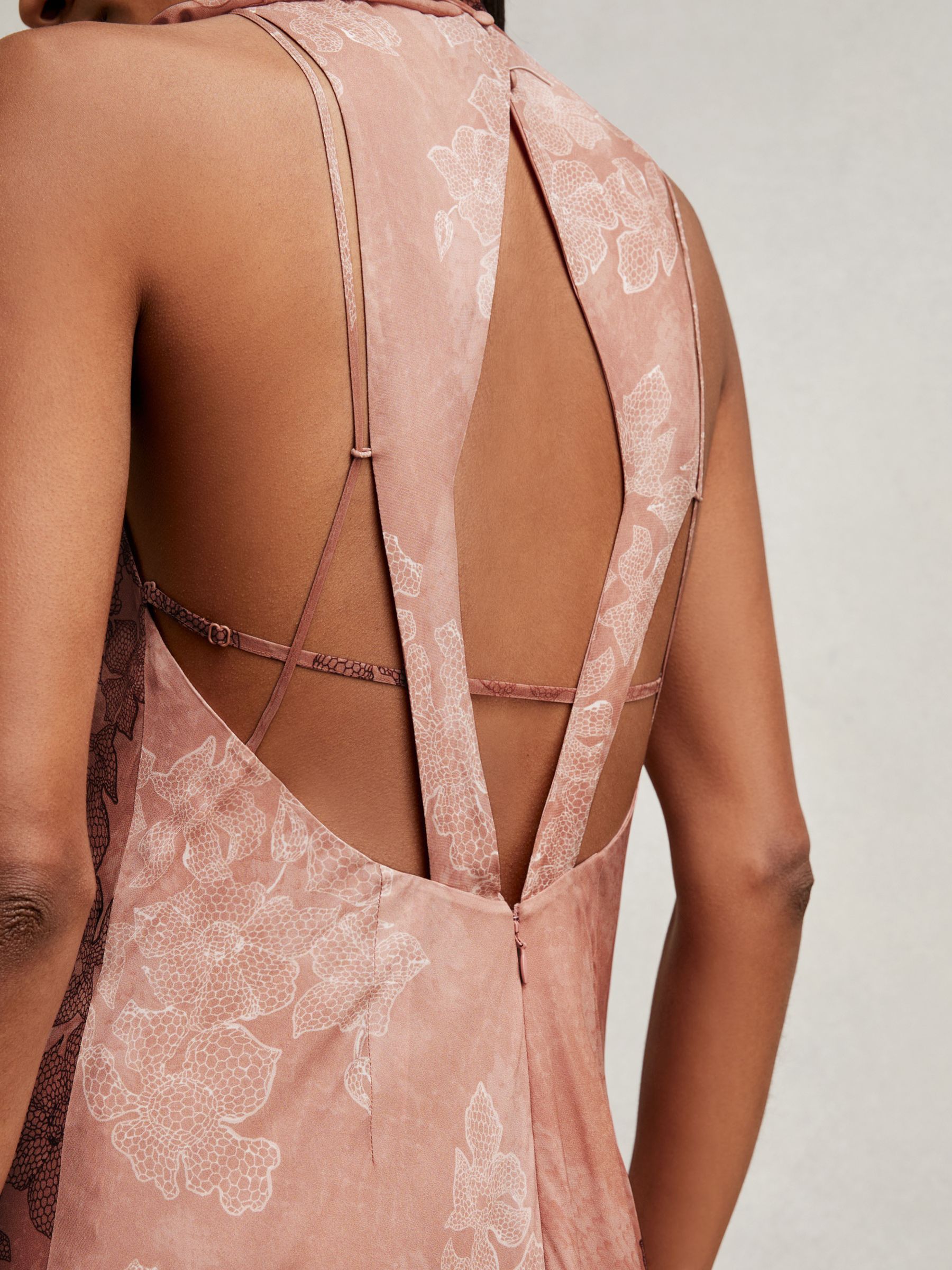 Petite Chiffon Floral Cape Maxi Dress in Pale Pink