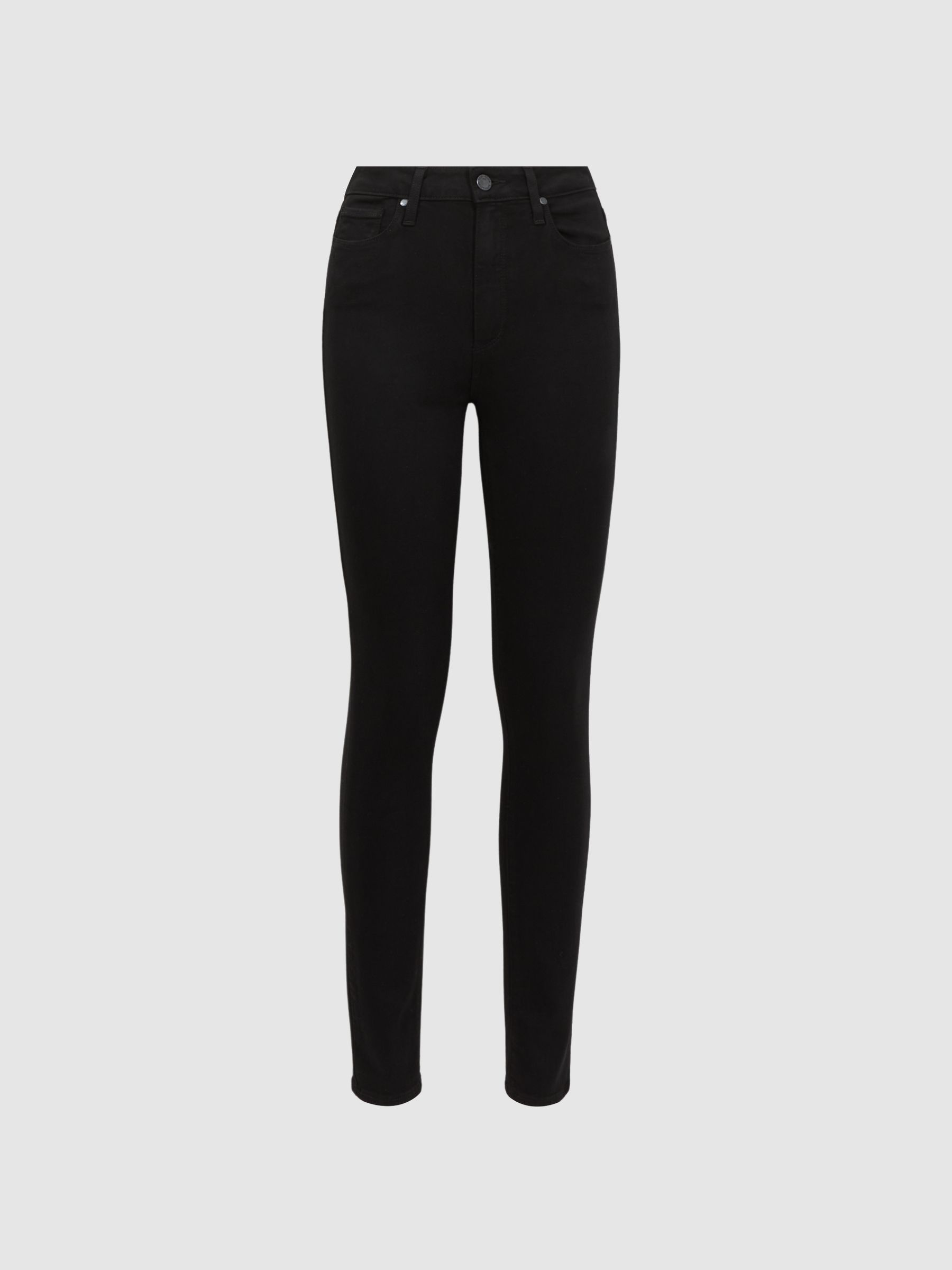 Paige Skinny High Rise Jeans in Black Shadow