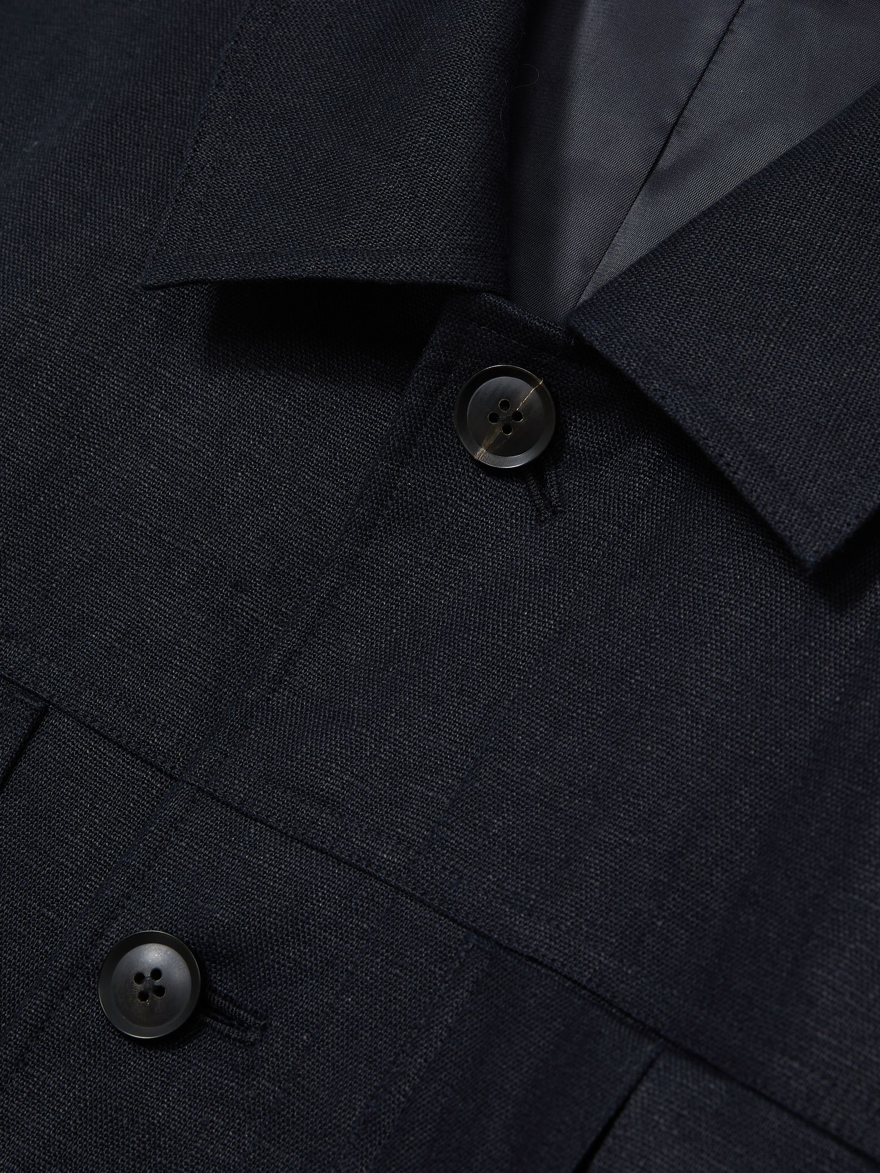Linen Four-Pocket Jacket in Navy