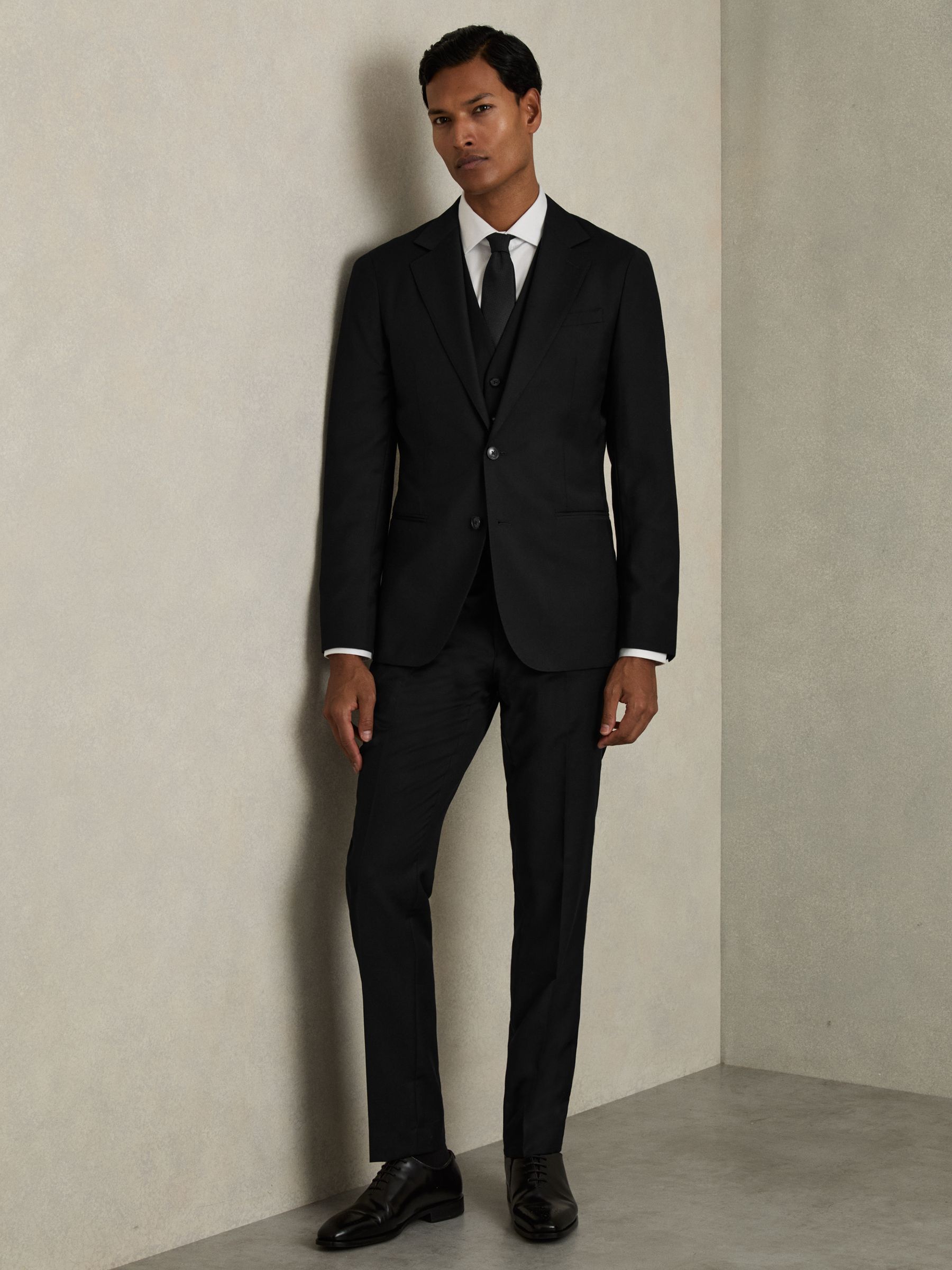 Slim-Fit Wool Suit Trousers in Black