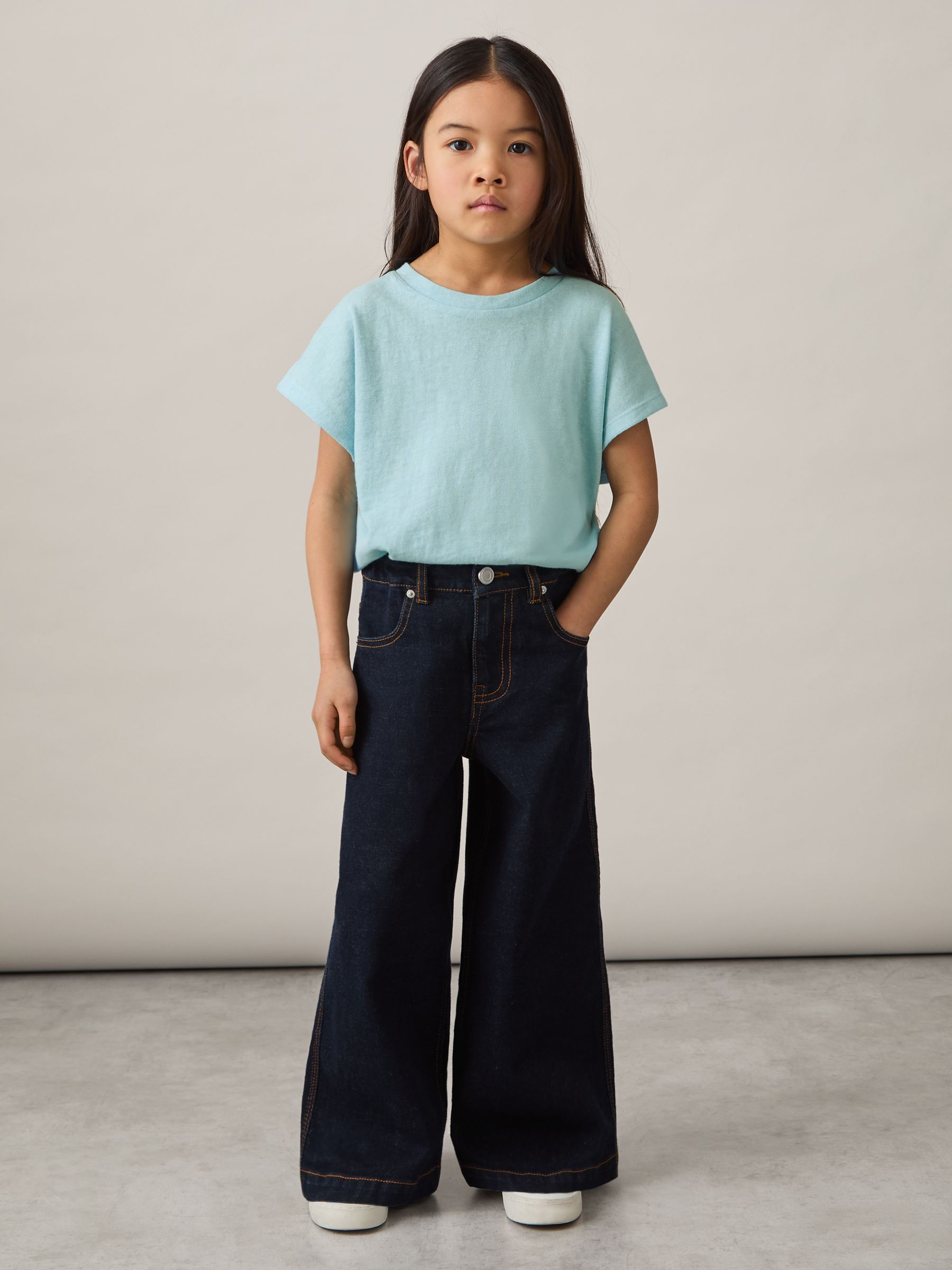9-13 yrs Oversized Cotton-Blend T-Shirt in Blue