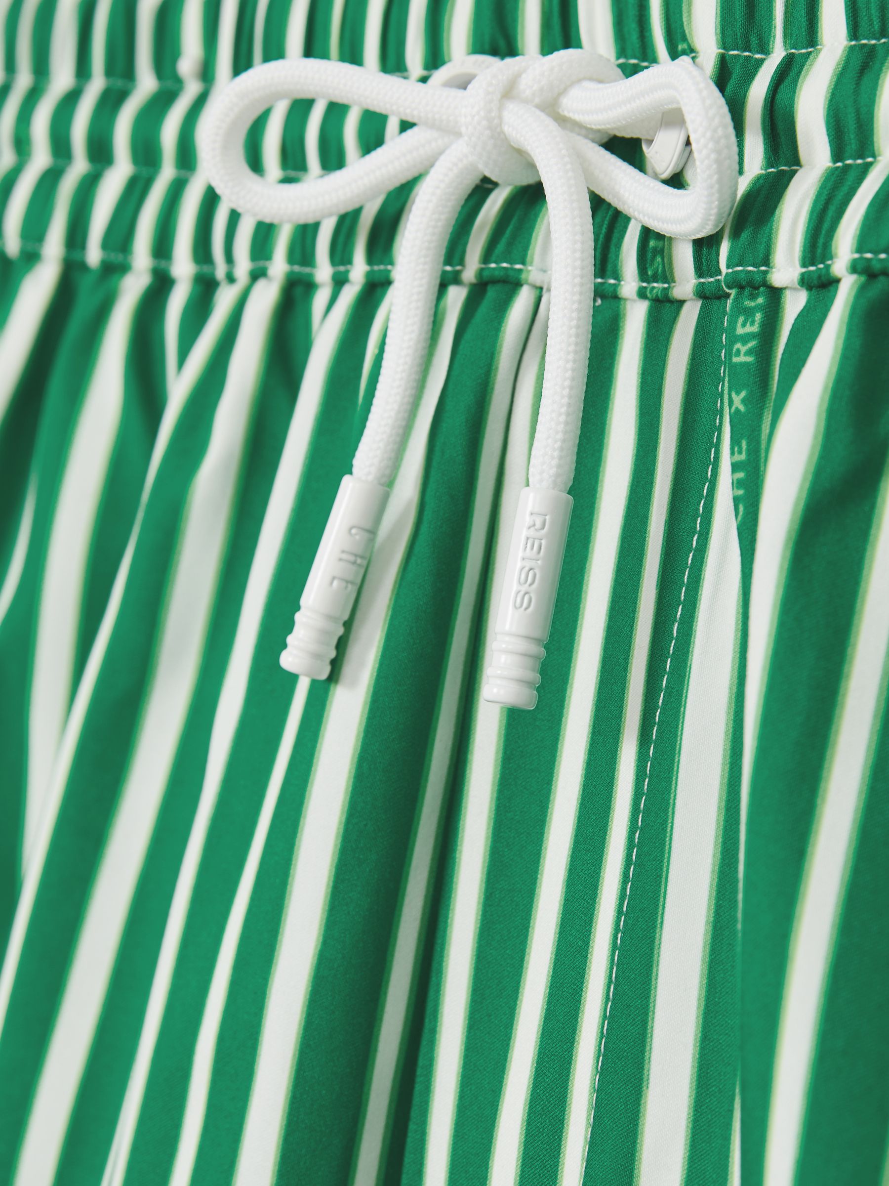 Reiss | Ché Stripe Swim Shorts in Green/White