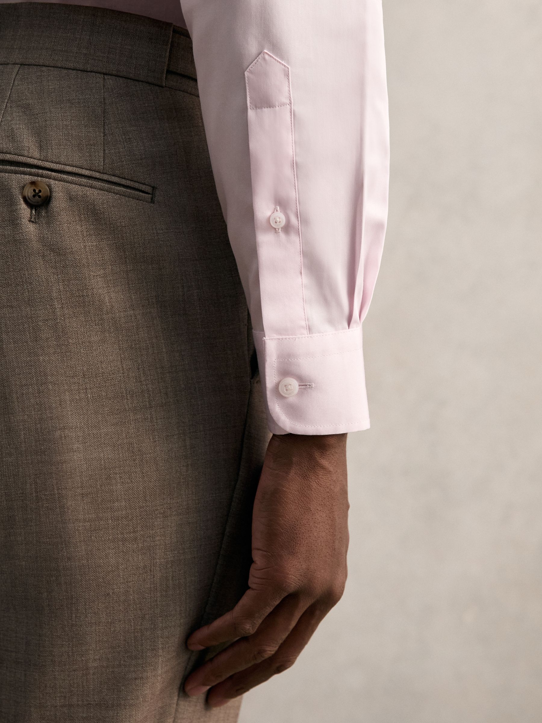 Regular Fit Cotton Sateen Shirt in Pink