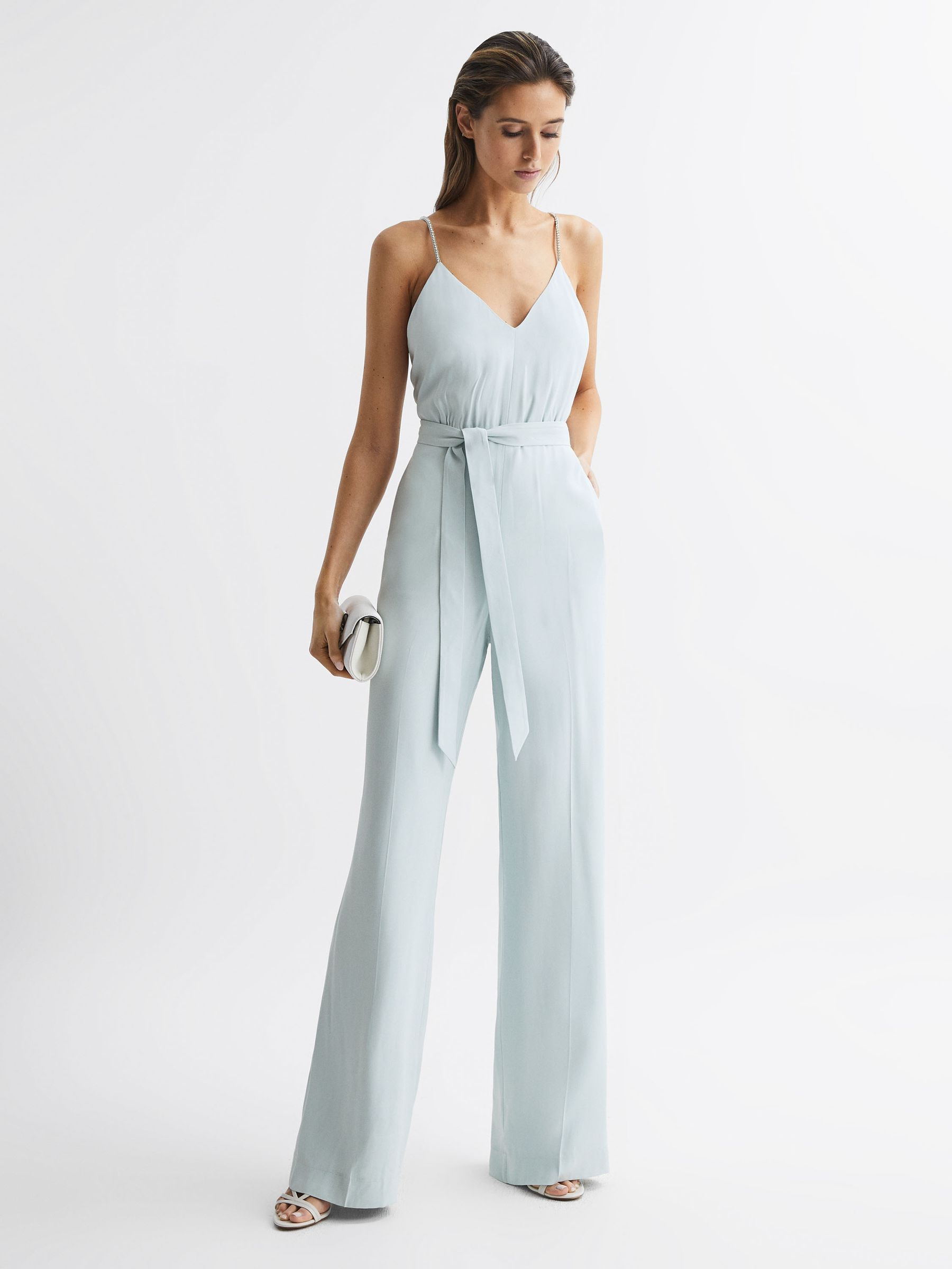 Embellished Wide Leg Jumpsuit in Green