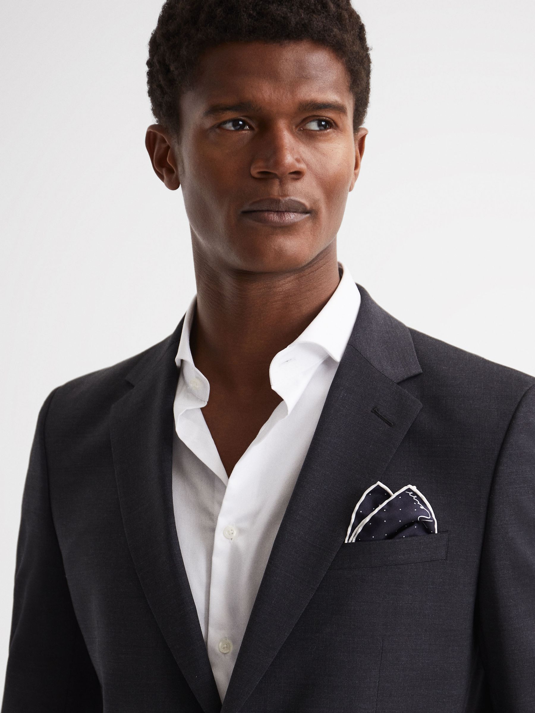 Polka Dot Silk Pocket Square in Navy